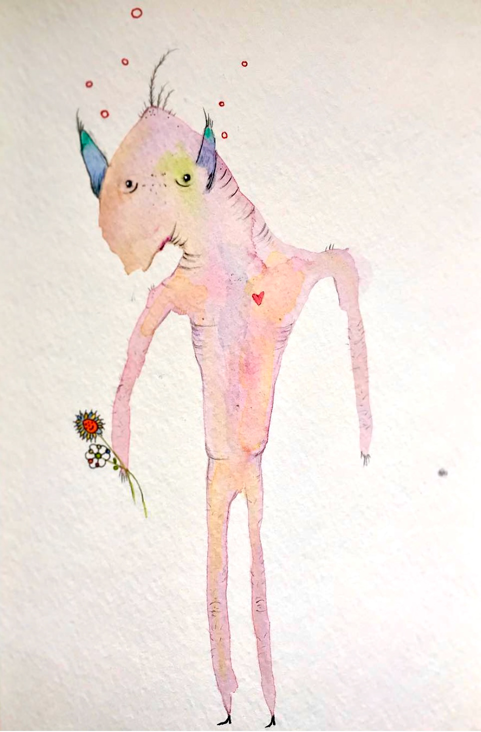 "Feel Better Monster" Watercolor on paper illustration