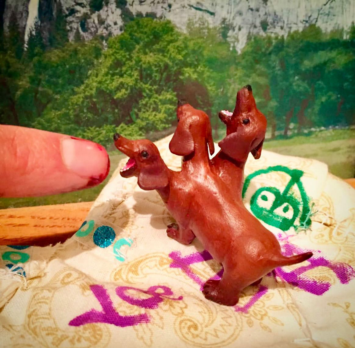 "Cerberus Dachshund" Polymer clay sculpt