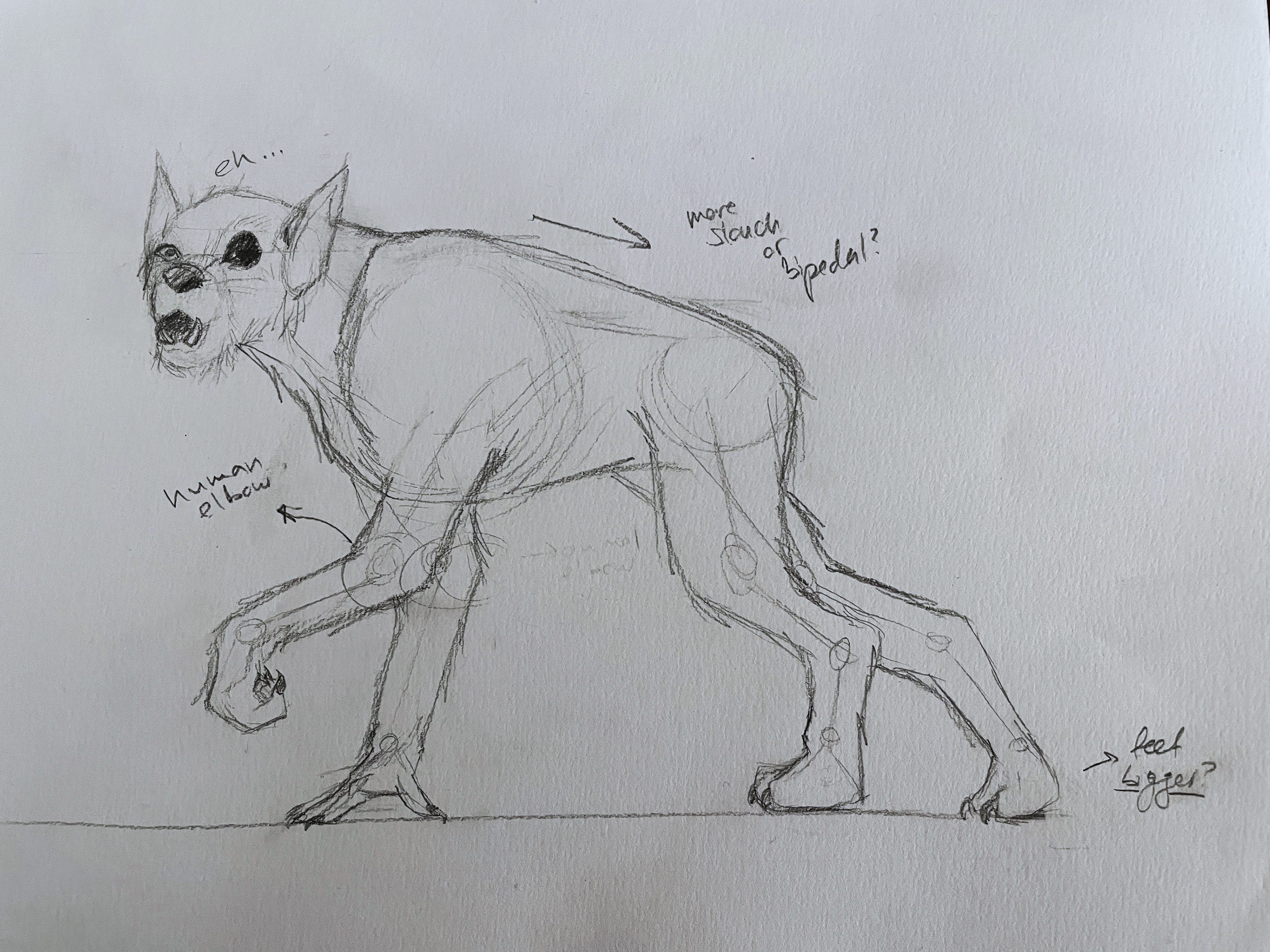 Ganzkörperskizze eines Werwolfs