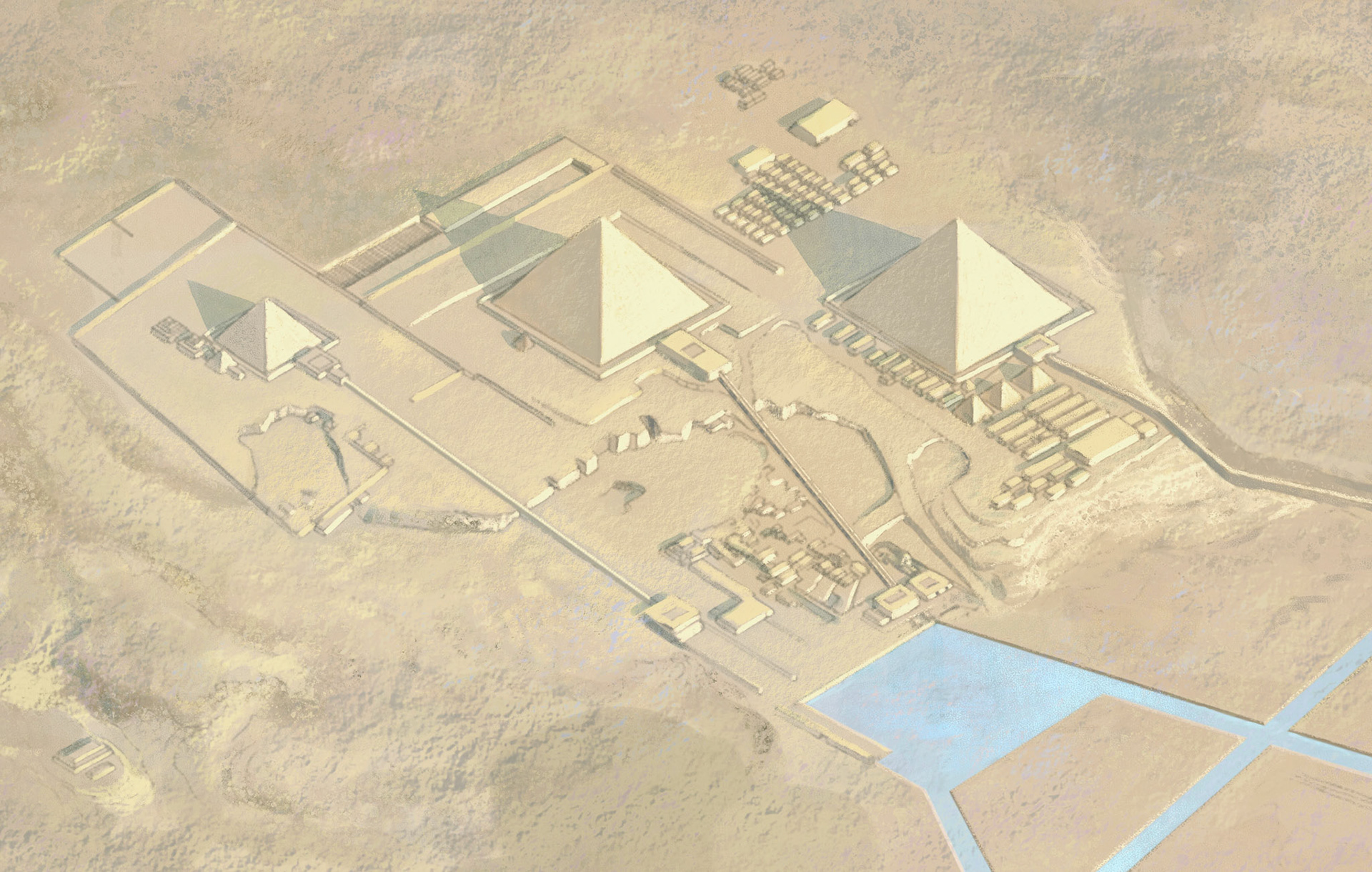 Rekonstruktion av Chufus, Rachaffs och Menkauras pyramider vid Gizeh