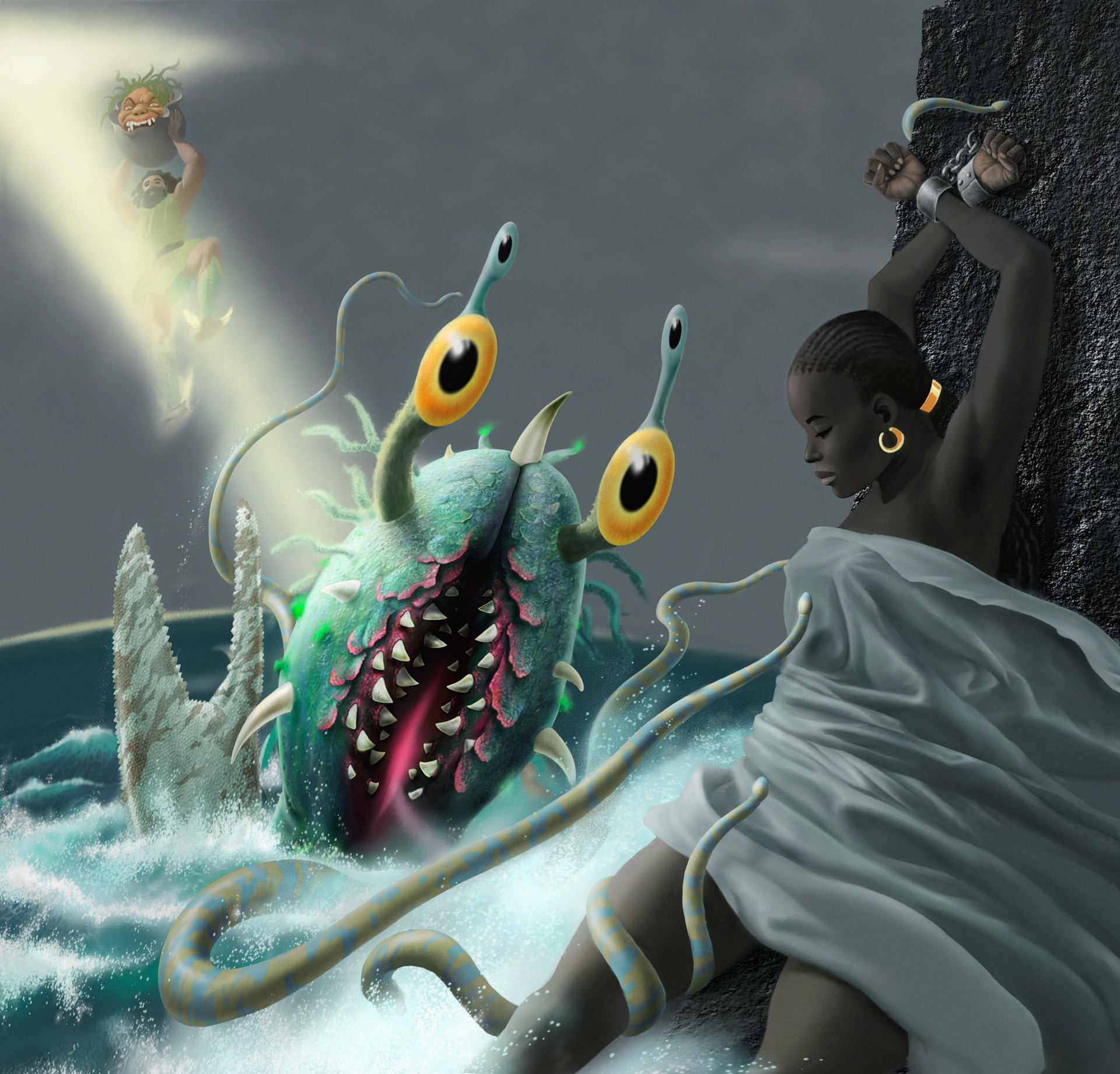 Illustration till egen faktabok: Monster och Myter