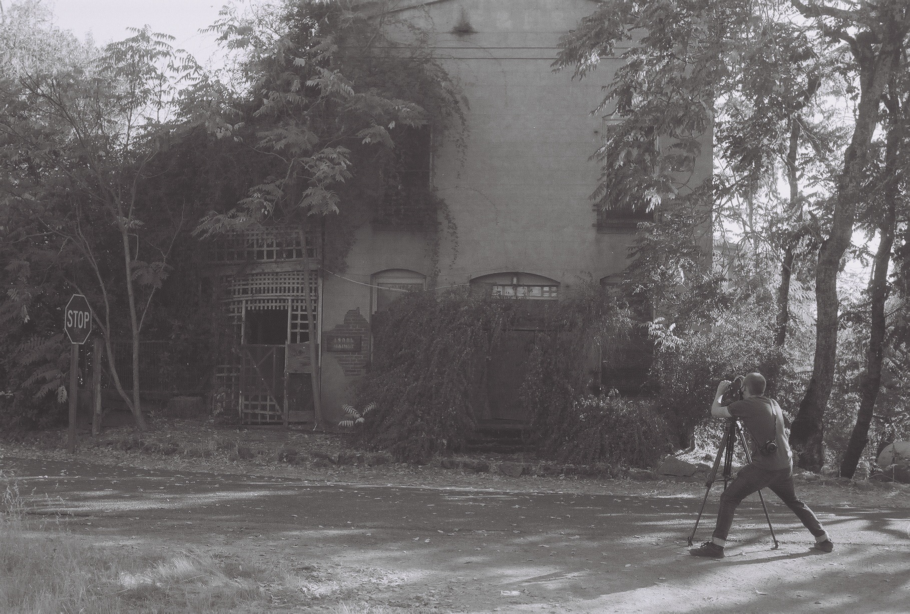 Filming on Washington Street - the main road in Chinese Camp where most of the oldest buildings are still standing