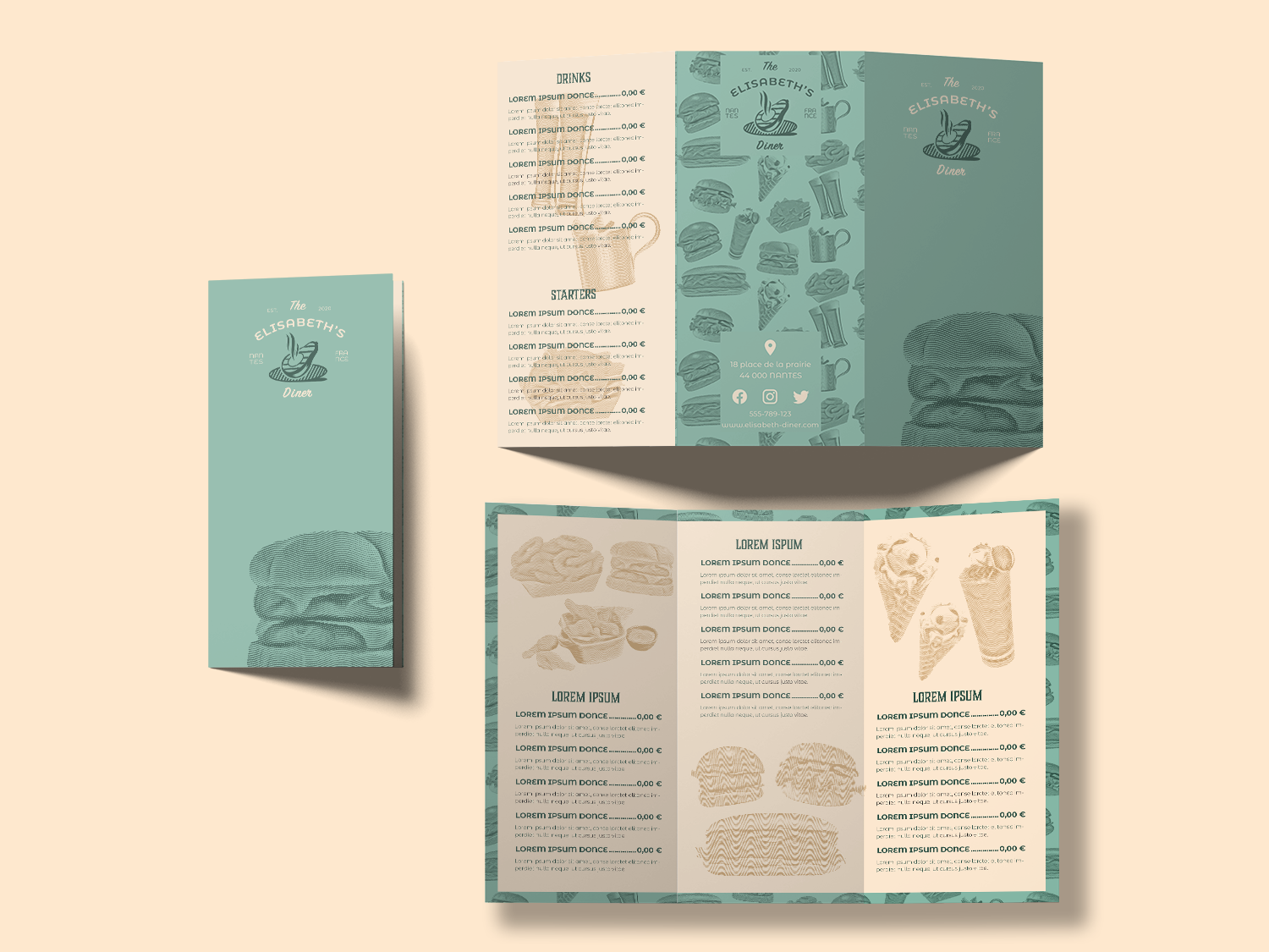Mock-up menu 3 volets