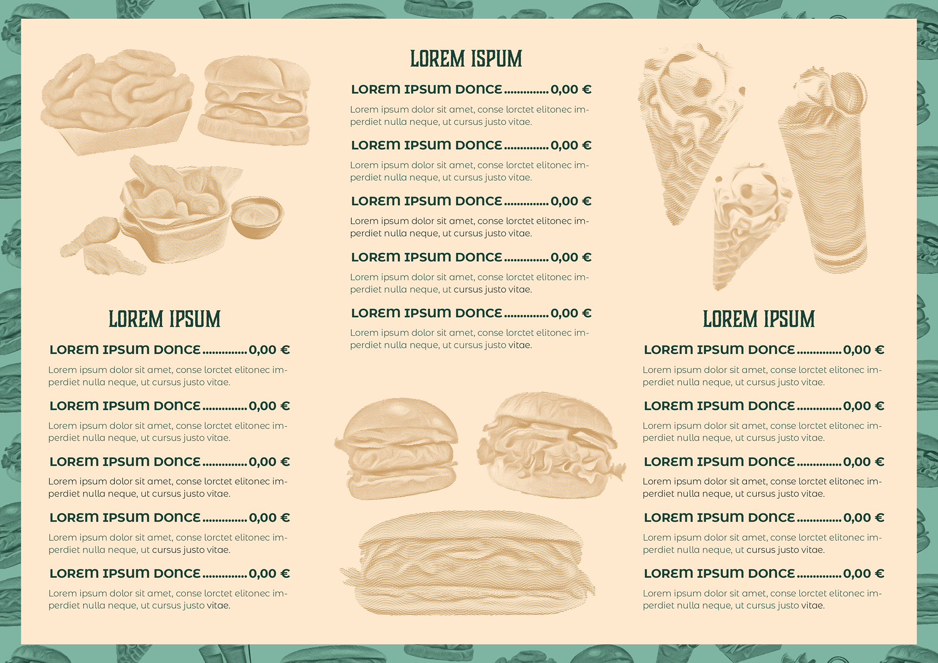 Menu 3 volets - verso