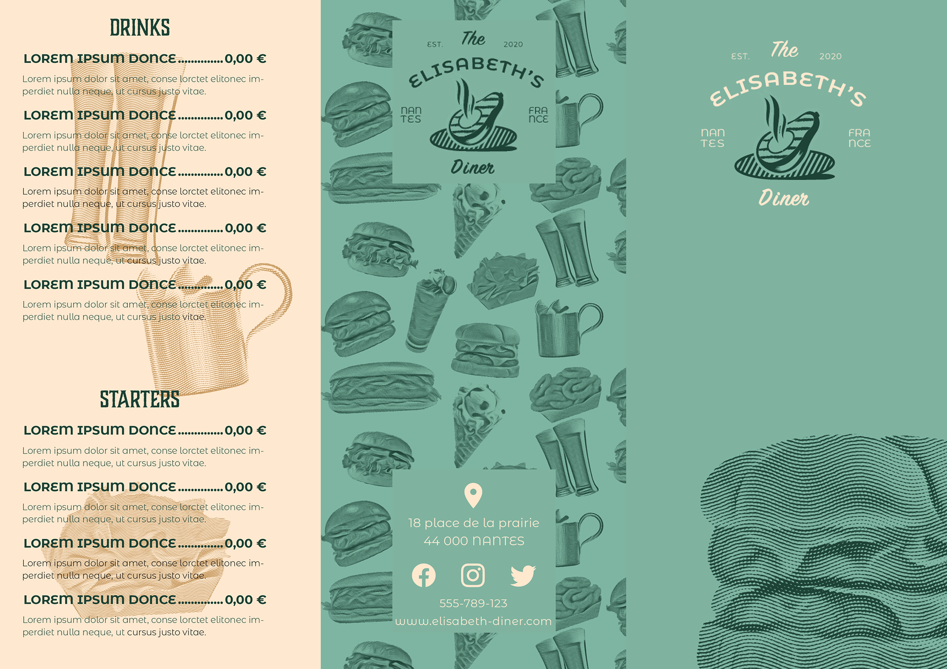 Menu 3 volets - recto
