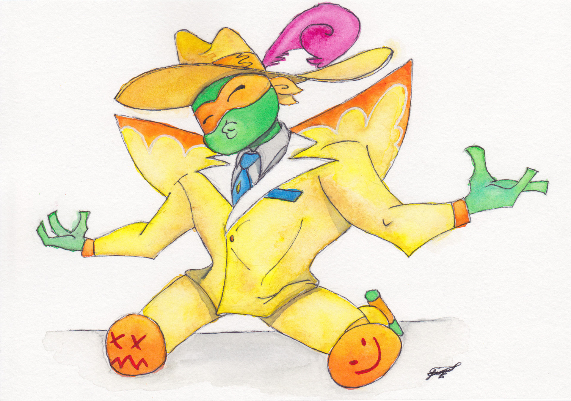 Mikey - Rise of TMNT, fan art, watercolour