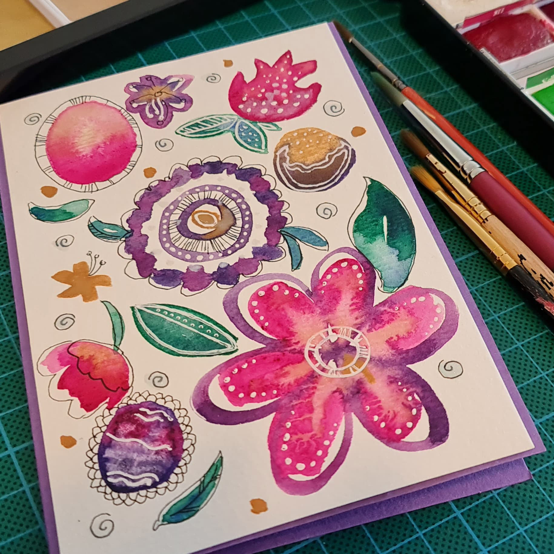 Watercolour Flowers card
