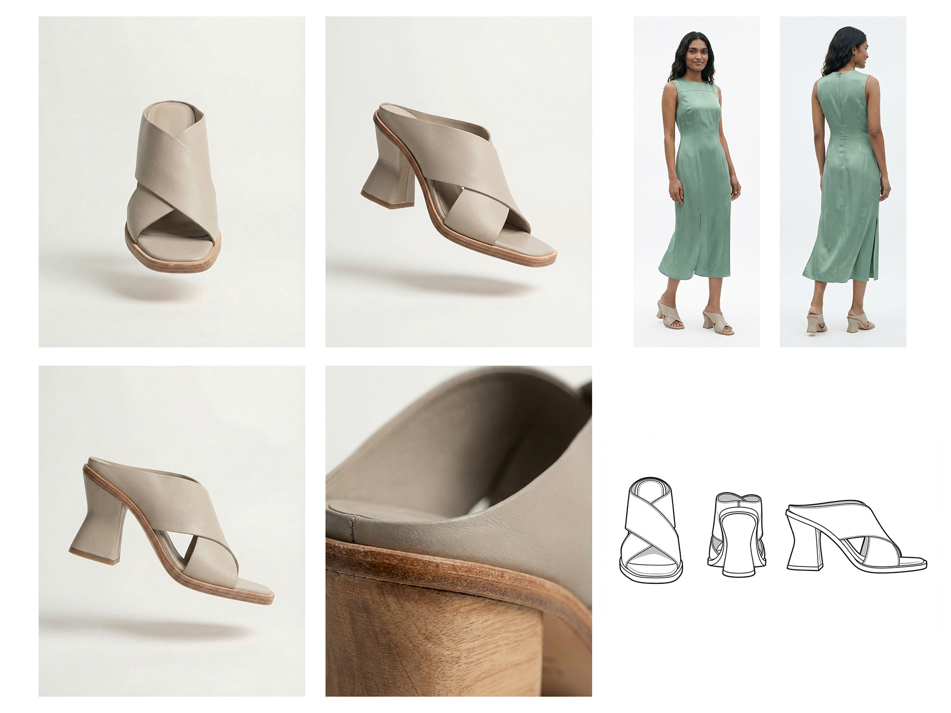 Design + E-commerce-ready photoshoot on model + E-commerce-ready Flat Shots on ghost mannequins + Technical Drawings