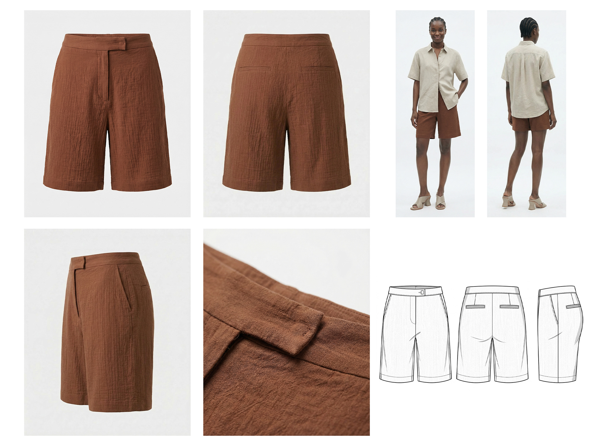 Design + E-commerce-ready photoshoot on model + E-commerce-ready Flat Shots on ghost mannequins + Technical Drawings