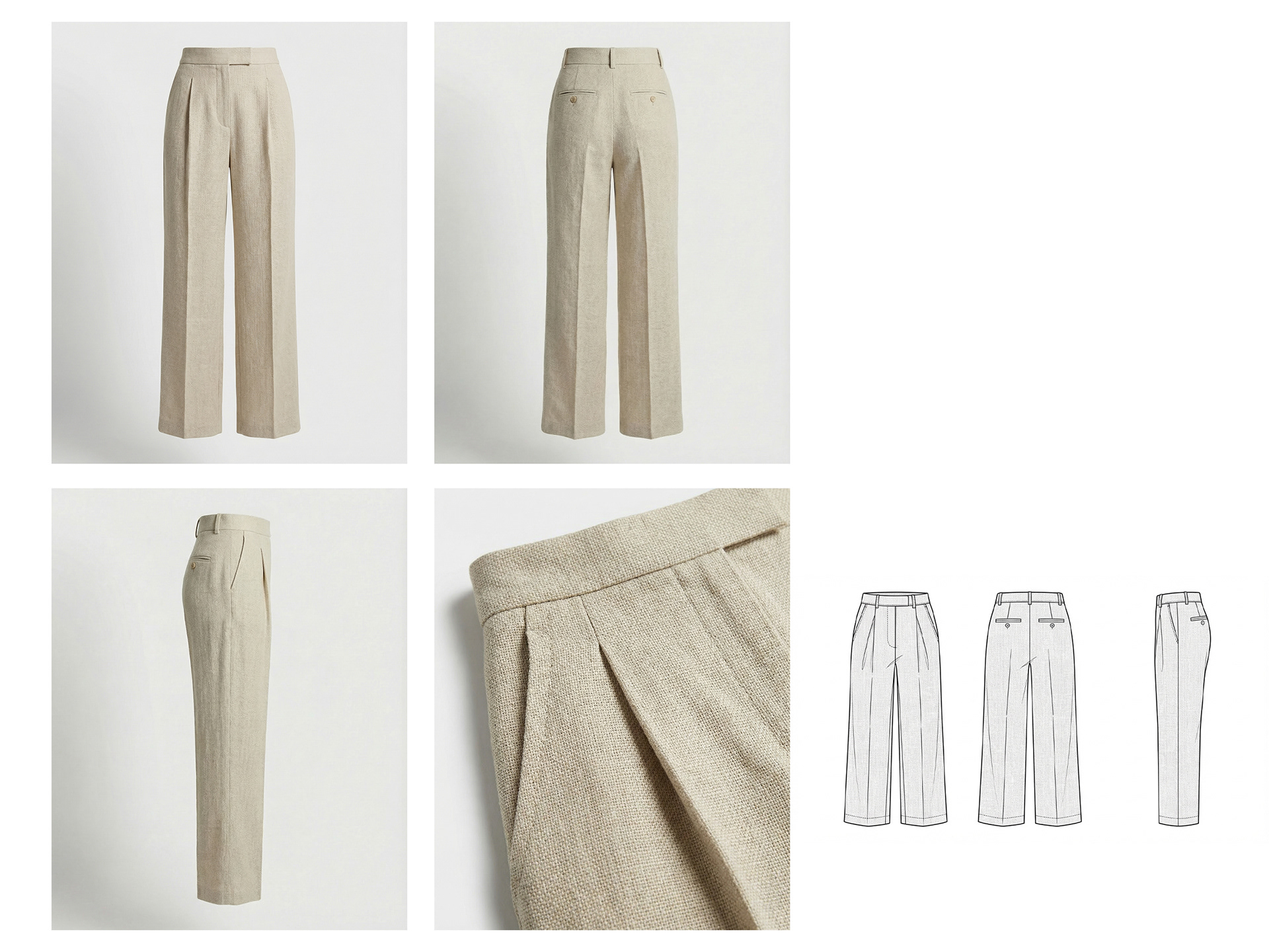 Design + E-commerce-ready photoshoot on model + E-commerce-ready Flat Shots on ghost mannequins + Technical Drawings