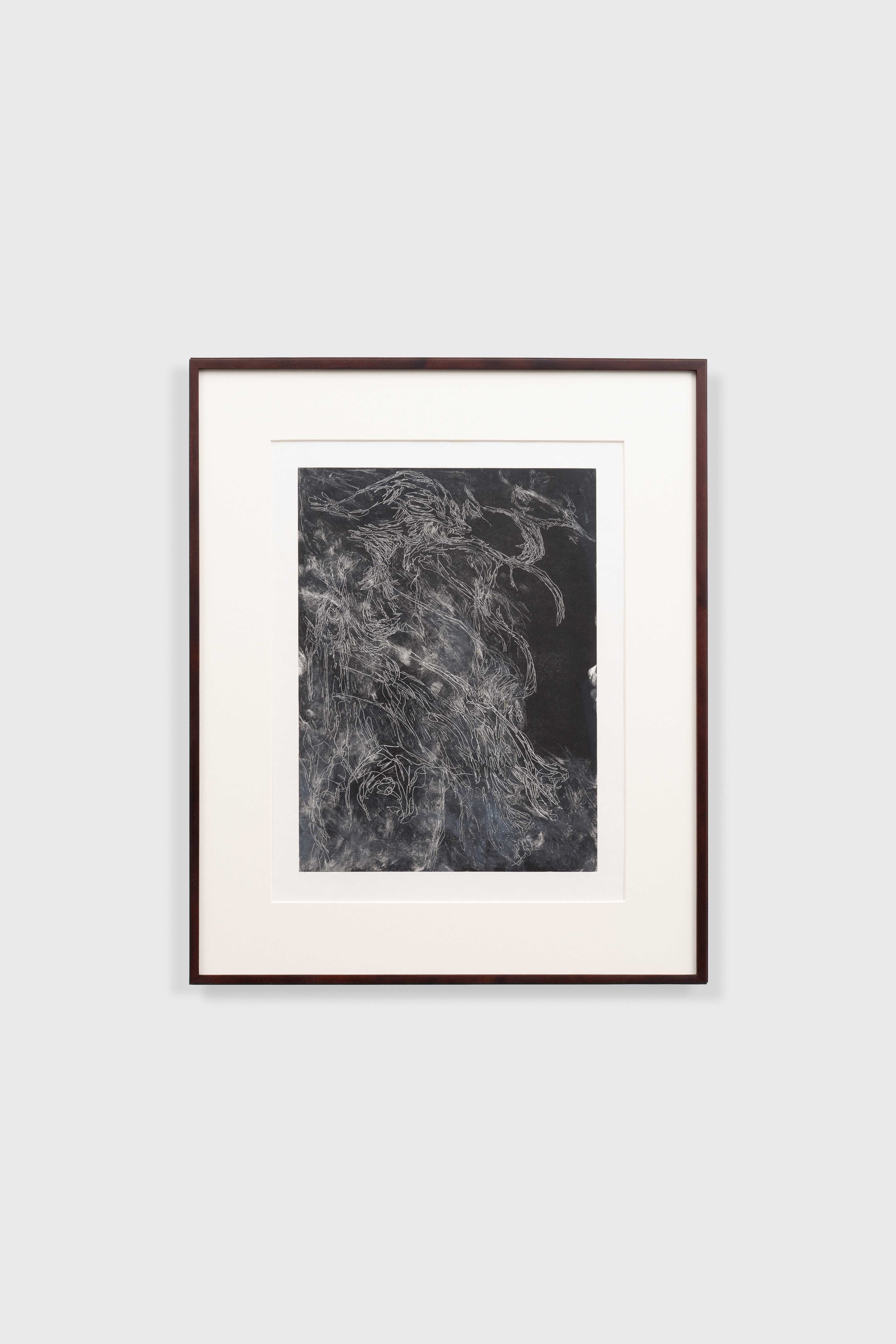 Silver is the Moon I Swallowed (ii), 2024, Gravure print, monotype, oil paint on paper, 40 x 29 cm (61 x 51 frame)