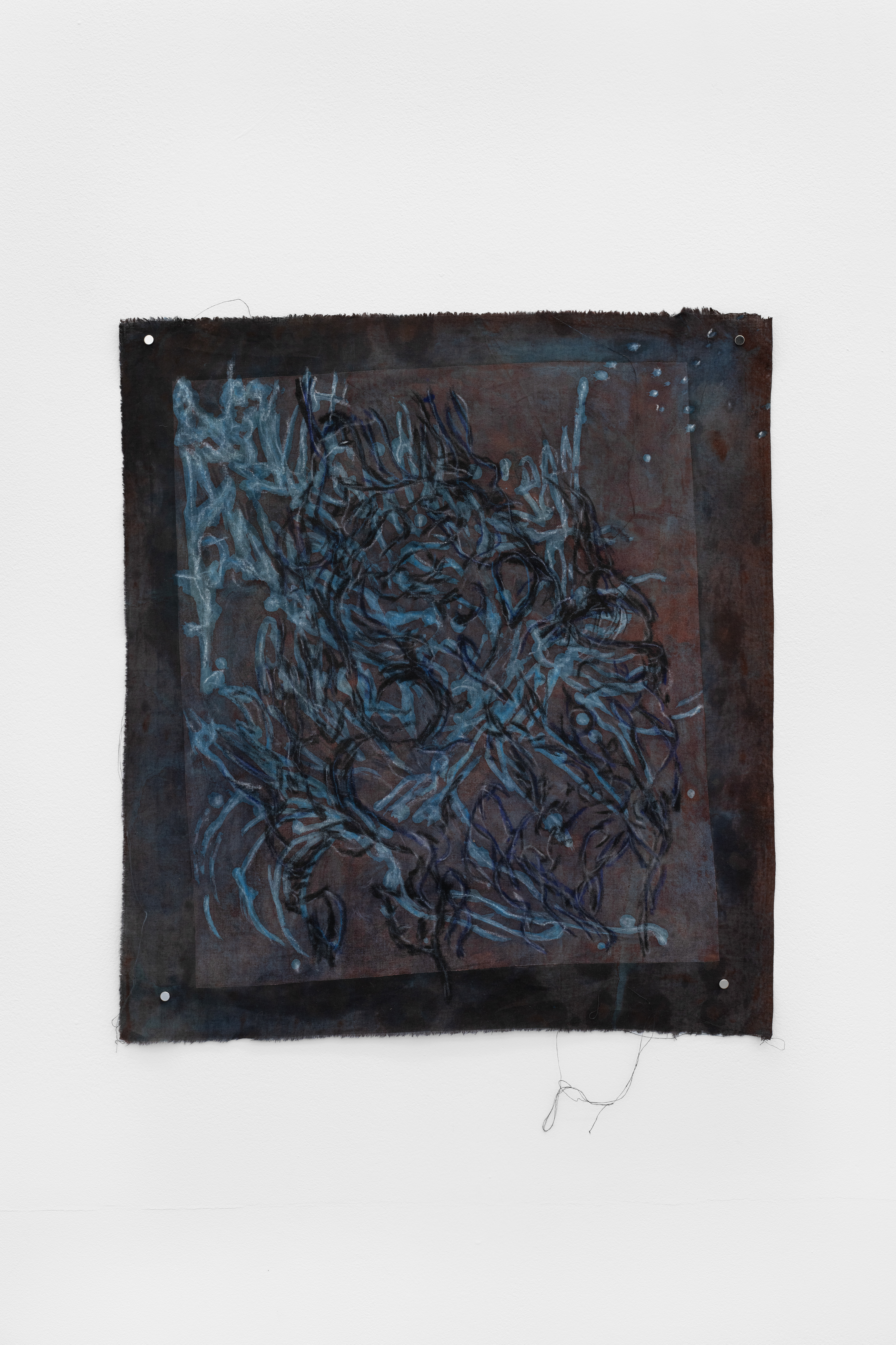 Humming Eternal Warmth (a Night for leaving a Vast Beginning), 2025, Batik, chalk, gravure print, pencil, pigment dye, salt on cotton, 45 x 40 cm