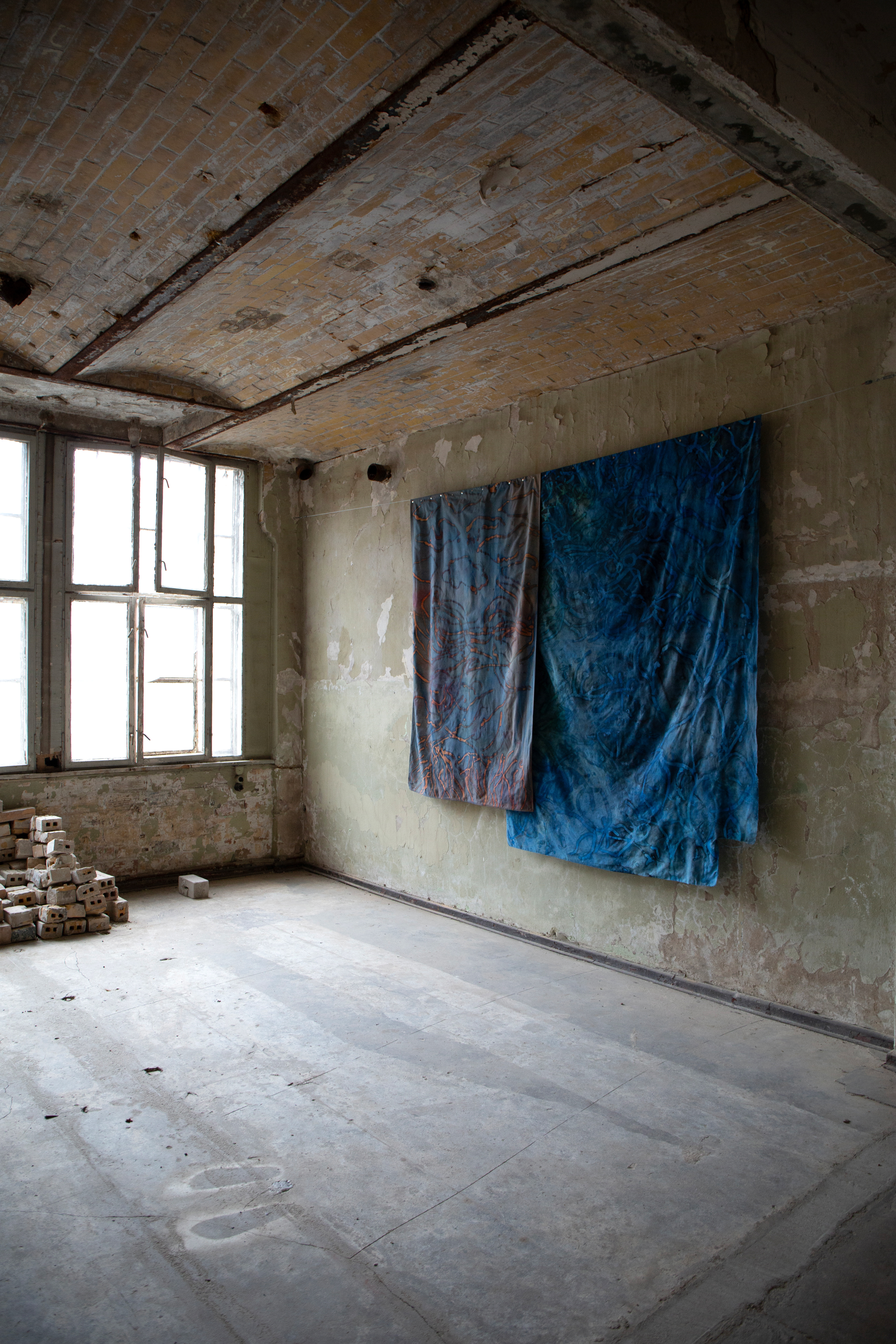 wax and natural dyes on bedsheets