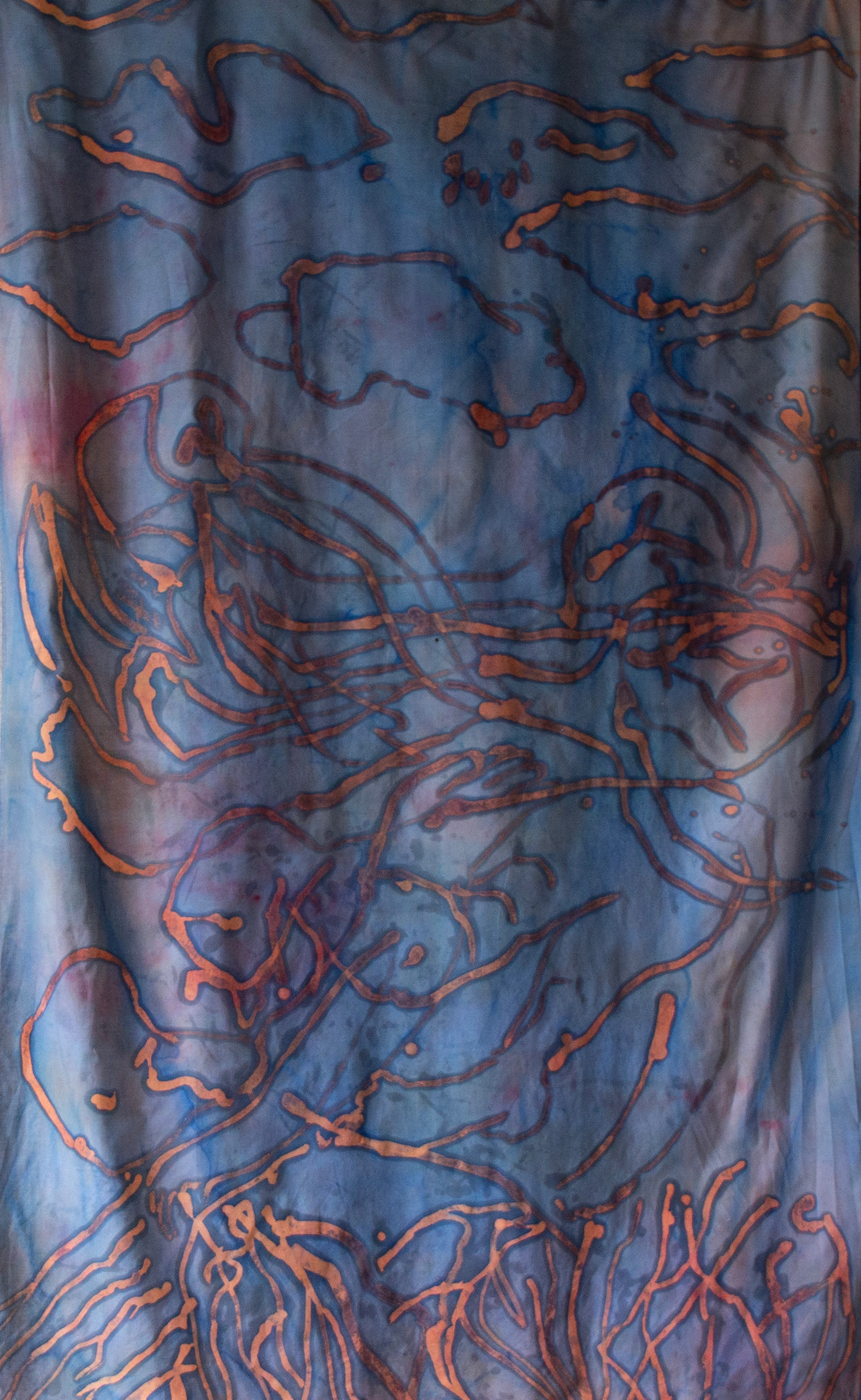 wax and natural dyes on bedsheets