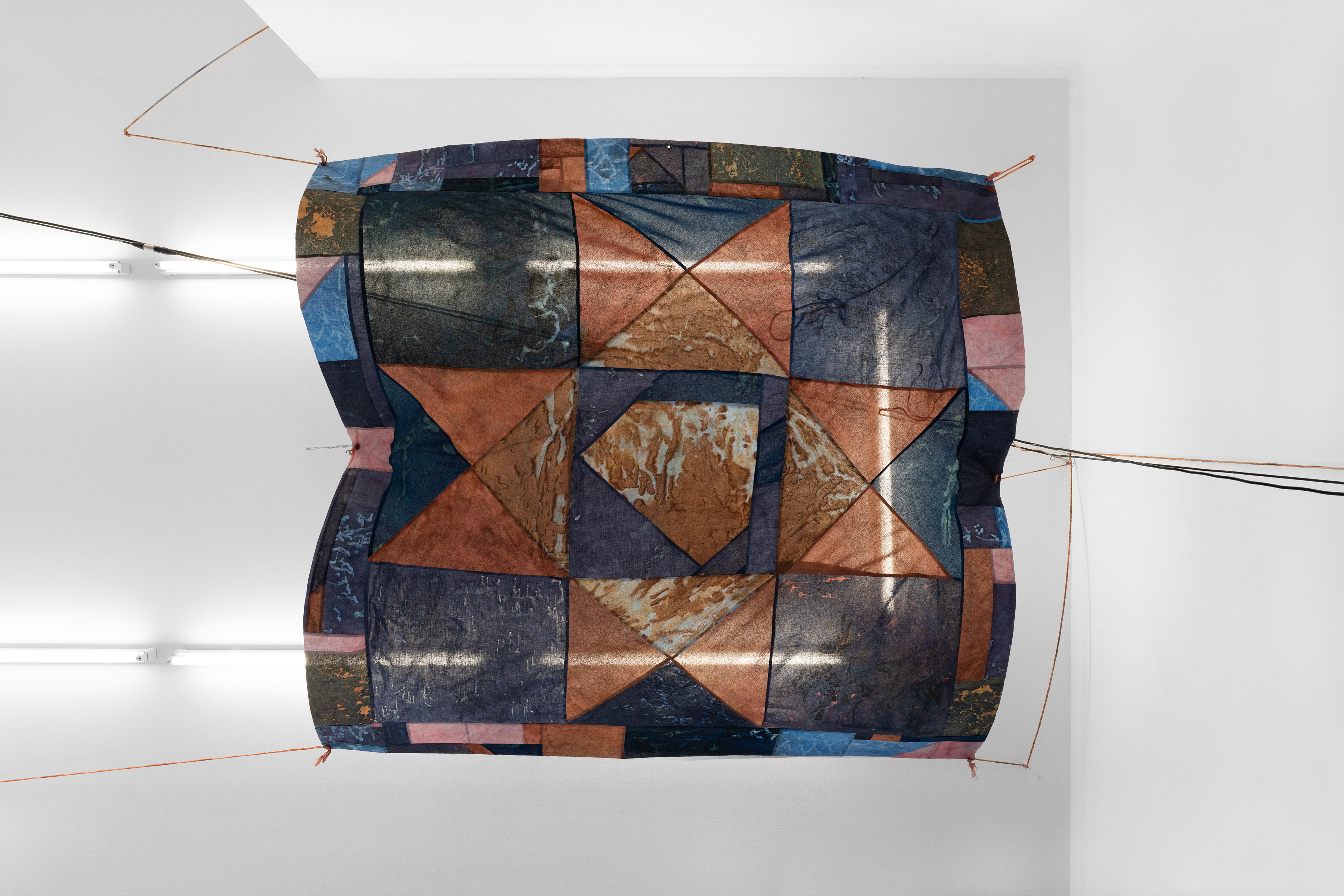 Evening Star (Supernova), 2025, Mix-cotton blends, pigment dye, wax, 233 x 241 cm, Quilting by Gloria Pottinger