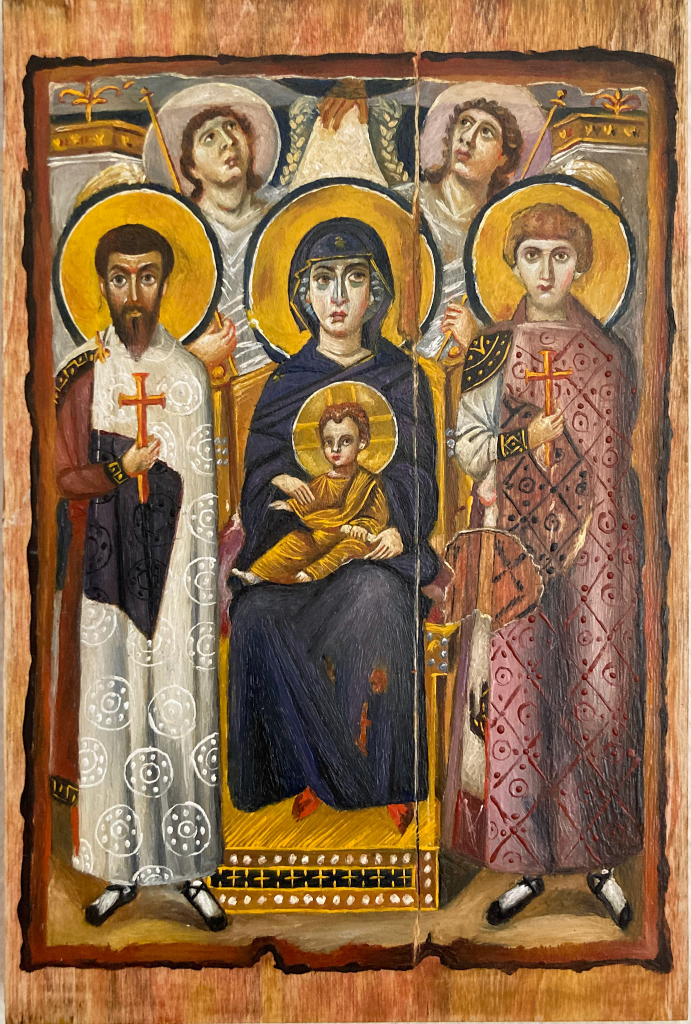 Copy of Sinai icon of God Mother,St.Theodoros and St.George ,18.5x26x2cm