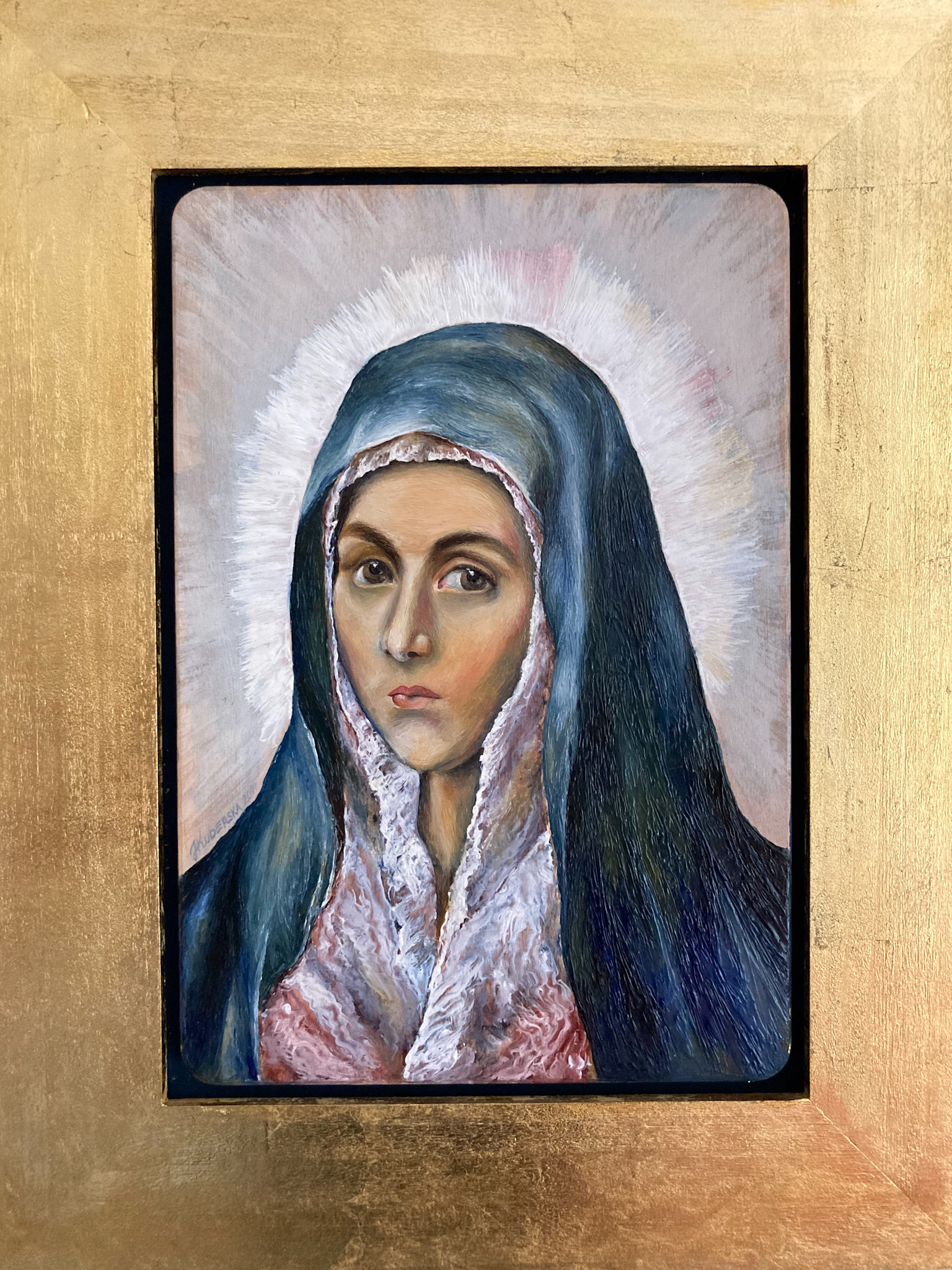 Copy of Virgin Mary (El Greco), mixed media-hot encaustic and egg tempera, 39x50x2cm