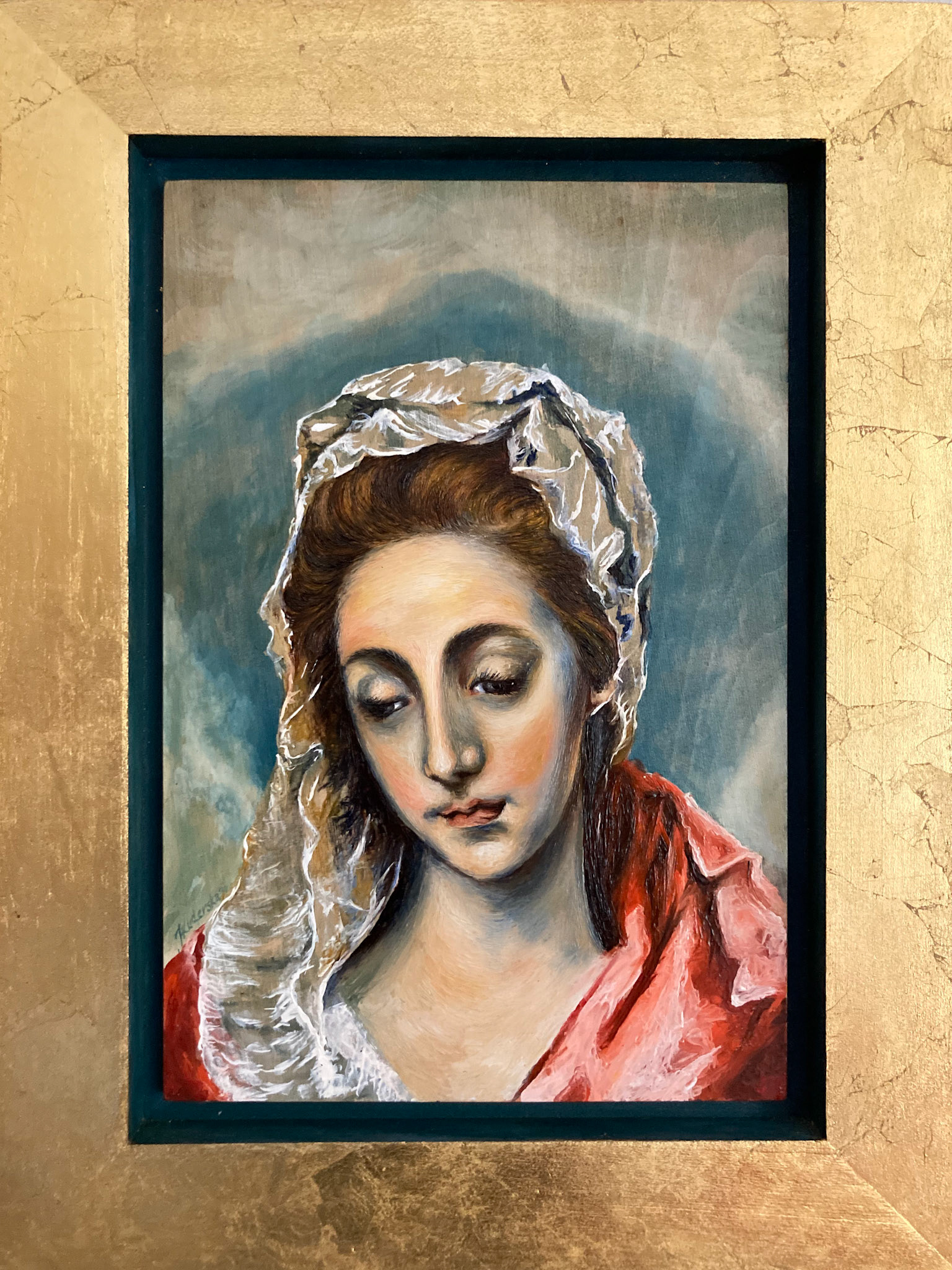Copy of Mary from Saint Family (El Greco), mixed media-hot encaustic and egg tempera, 35x46x4cm