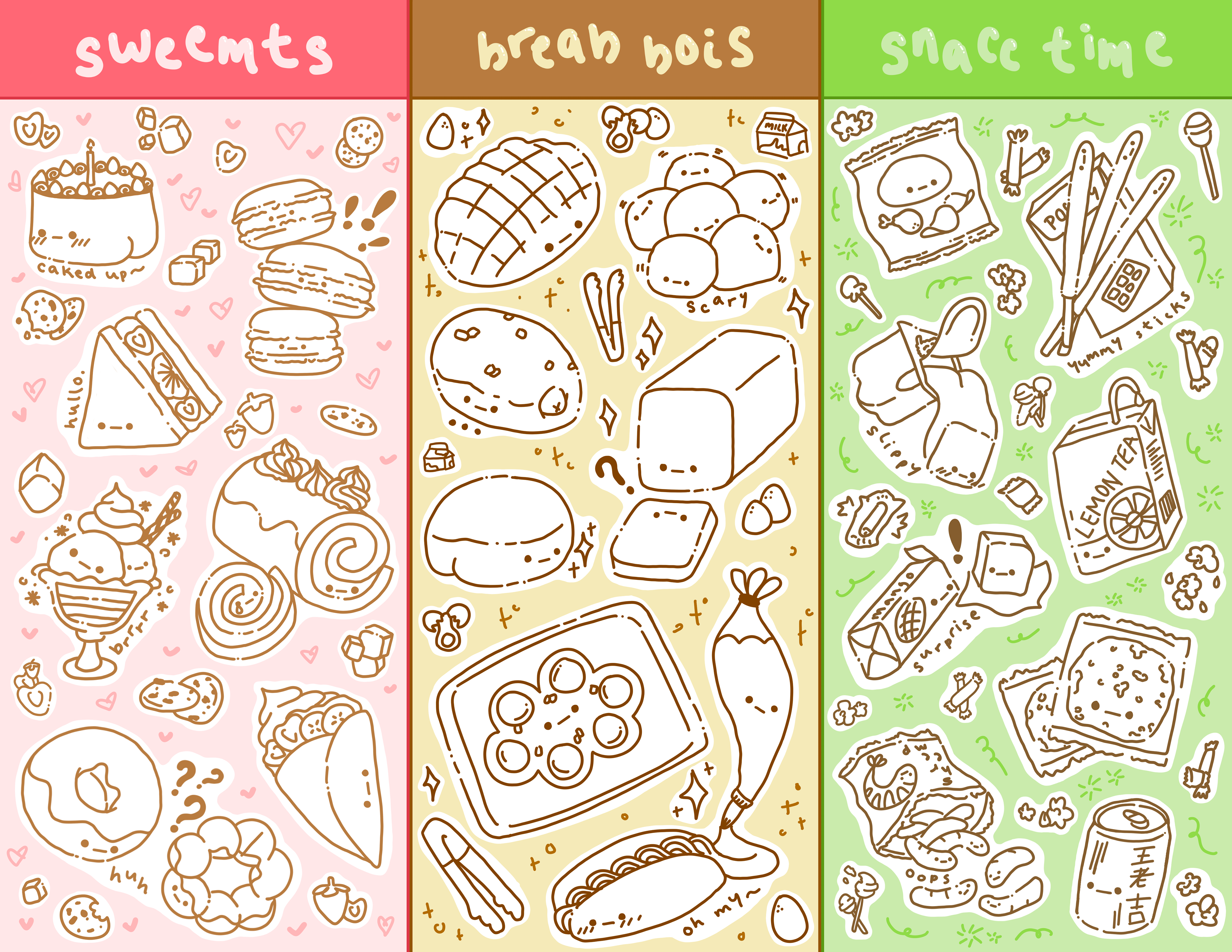 coloring page style sticker sheets FL23