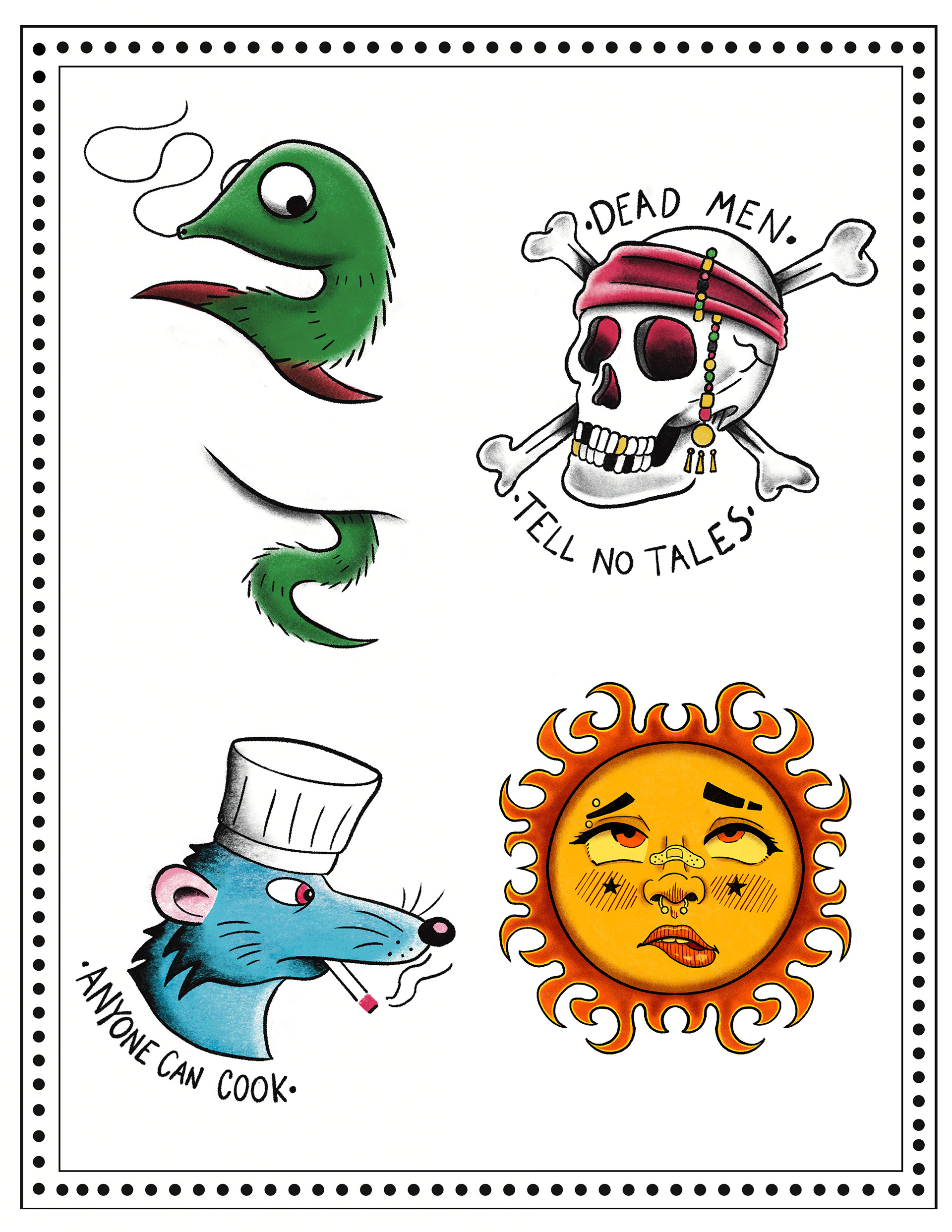american traditional tattoo flash by austin taylor artist, graphic designer, illustrator of wasted inc