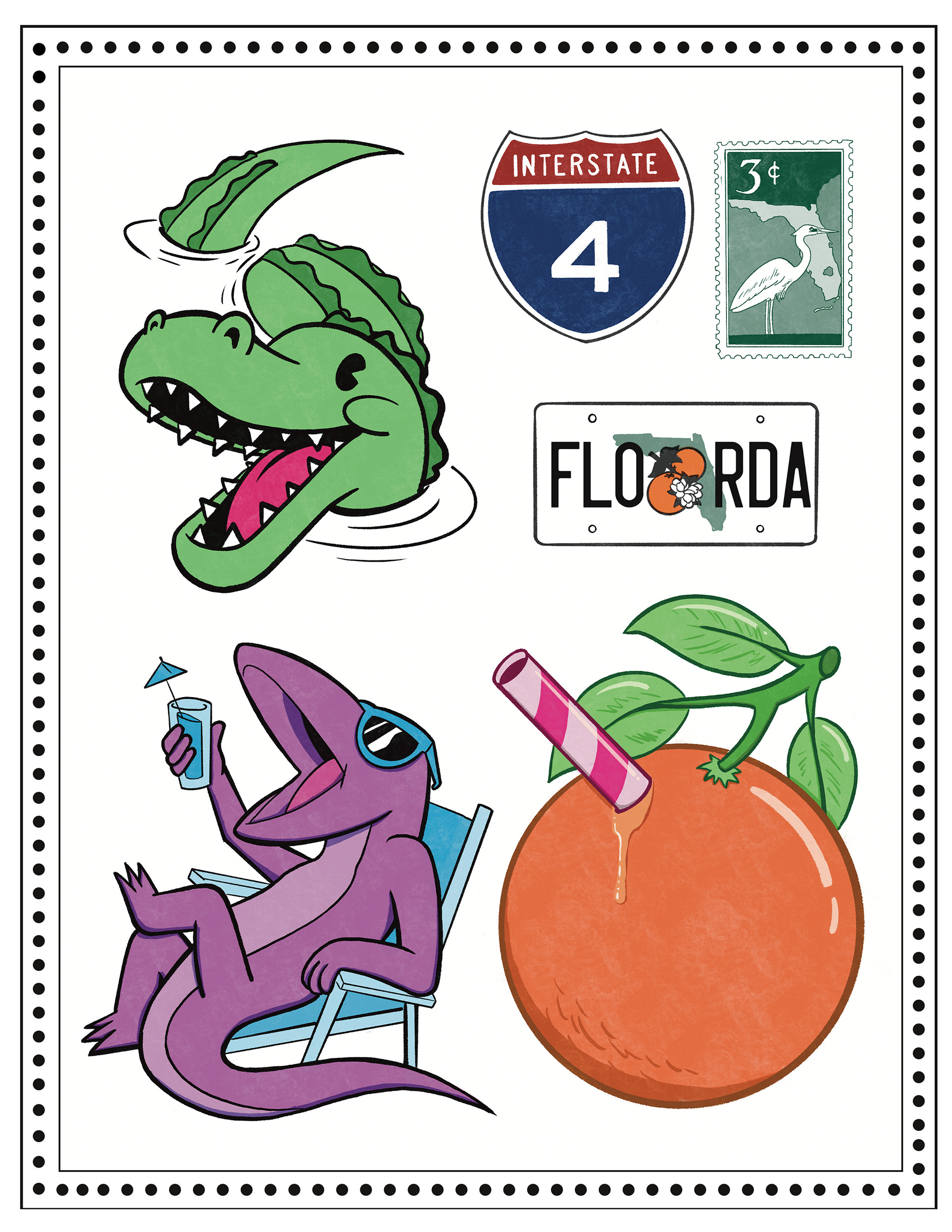 florida tattoo flash by austin taylor artist, graphic designer, illustrator of wasted inc