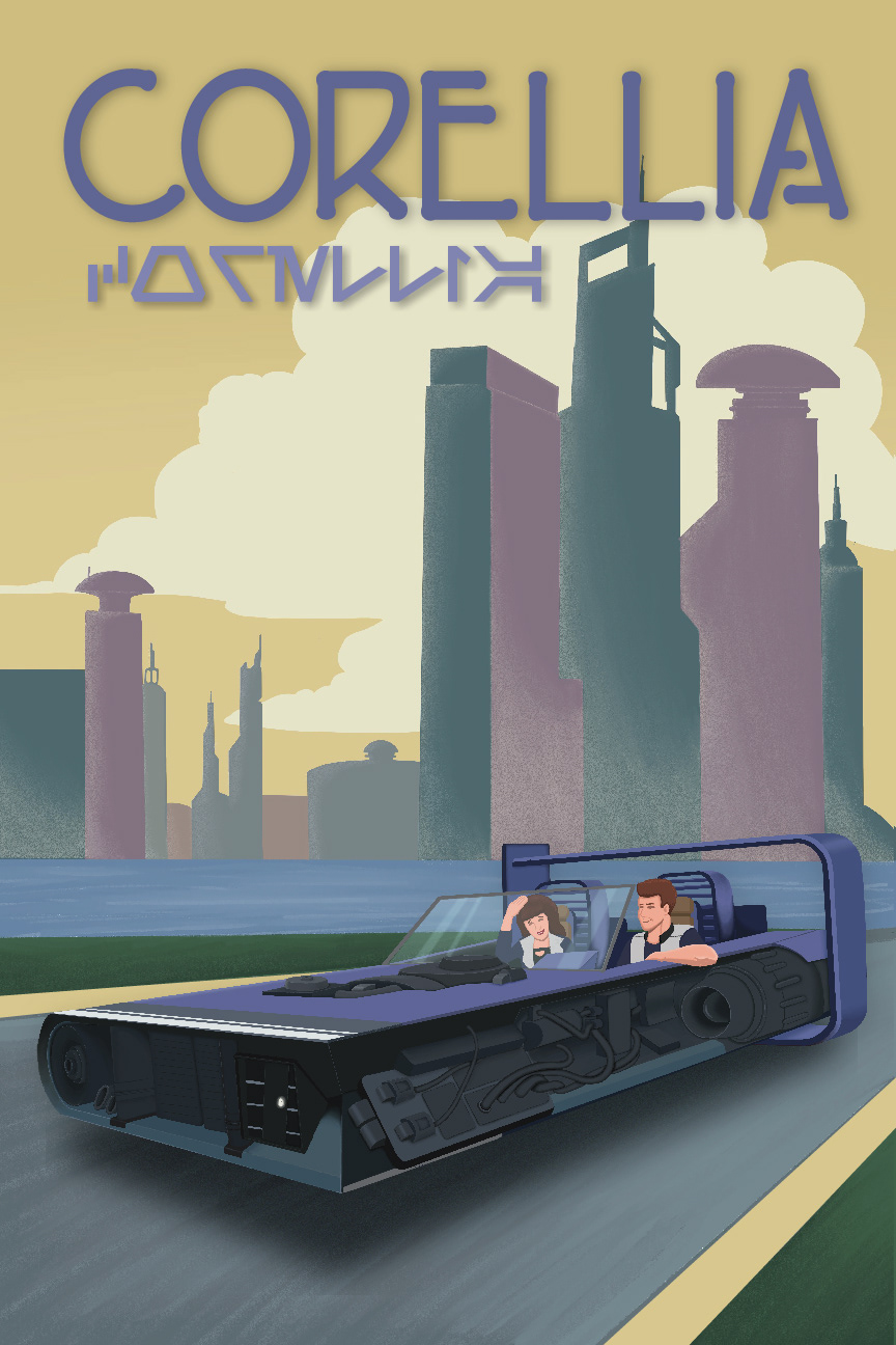 Corellia travel poster by artist austin taylor of wasted inc illustration