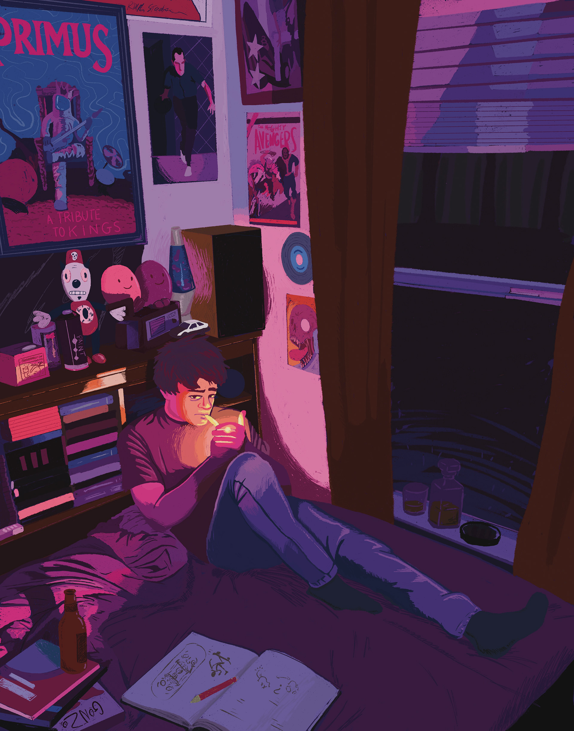Self Portrait illustration by artist art austin taylor of wasted inc