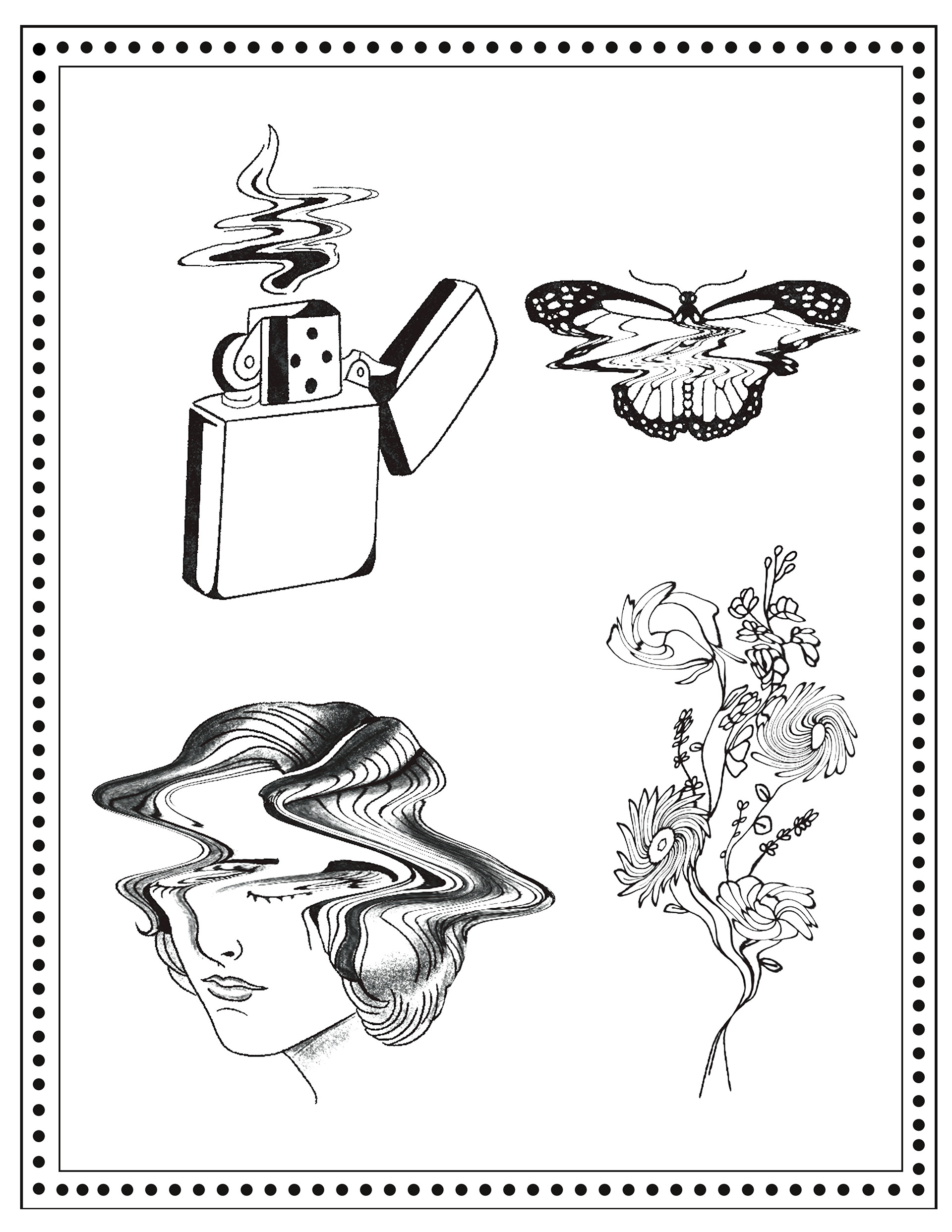 tattoo flash by austin taylor artist, graphic designer, illustrator of wasted inc