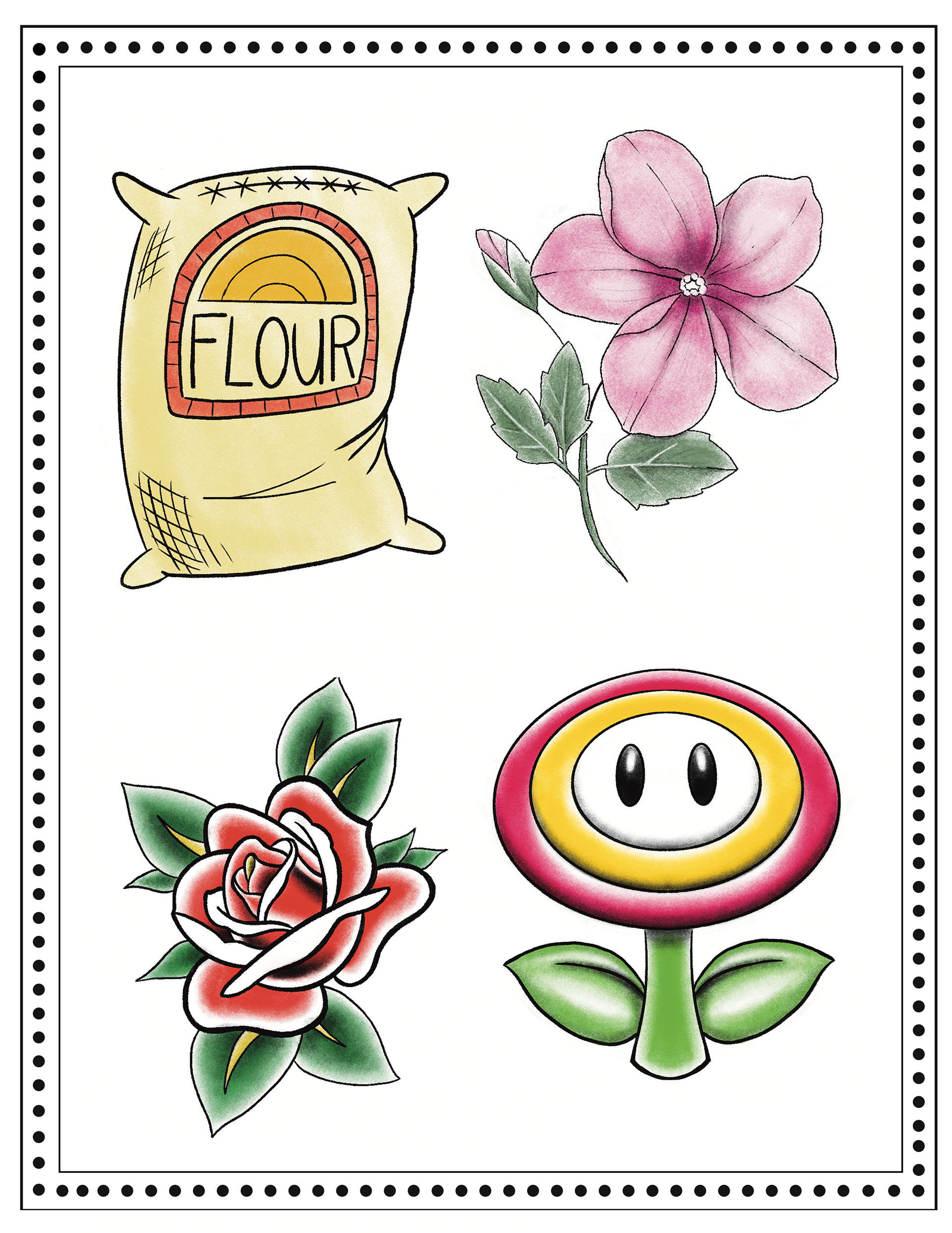 flower tattoo flash by austin taylor artist, graphic designer, illustrator of wasted inc