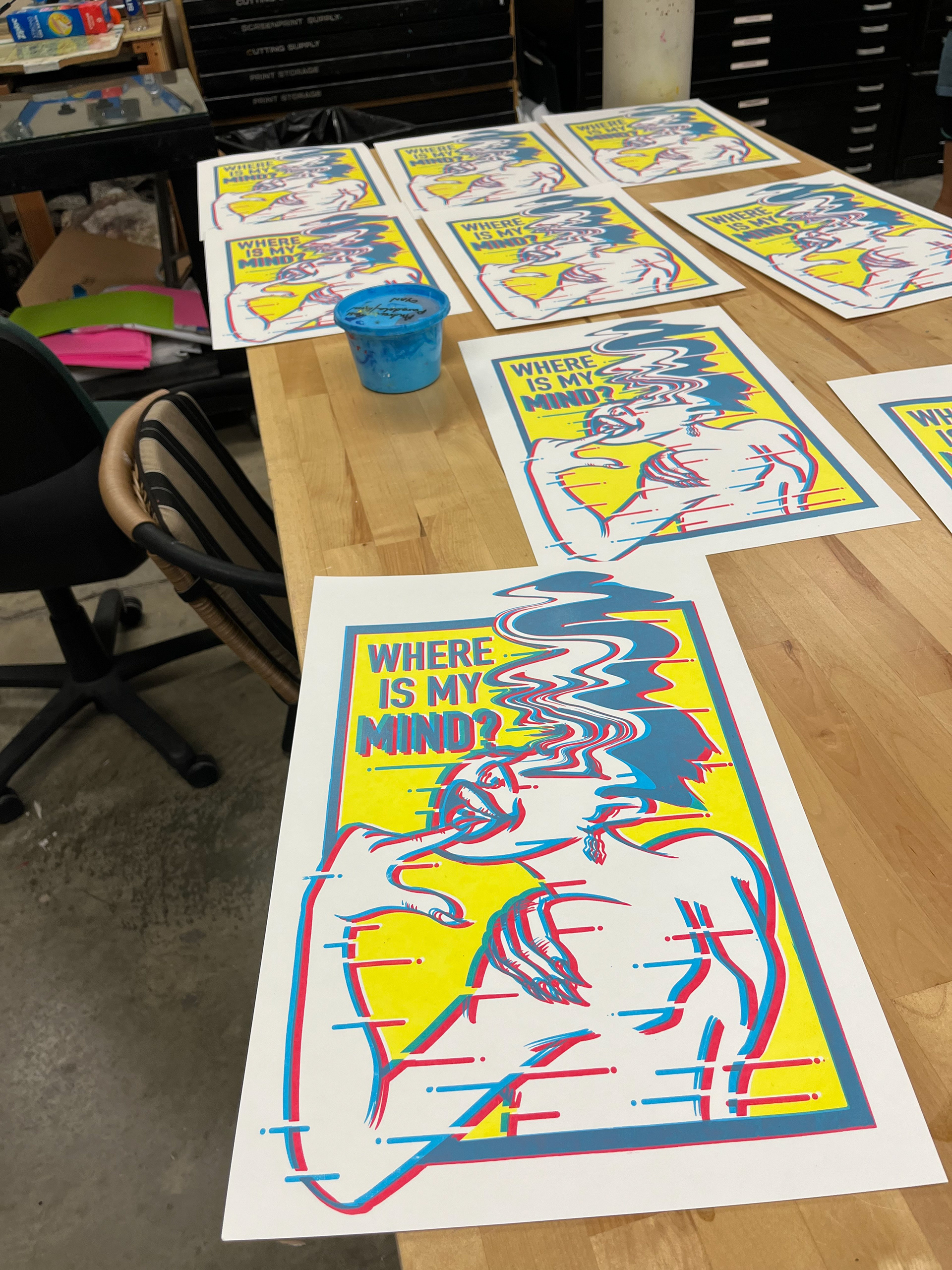 where is my mind screen print by austin taylor graphic designer of wasted inc.