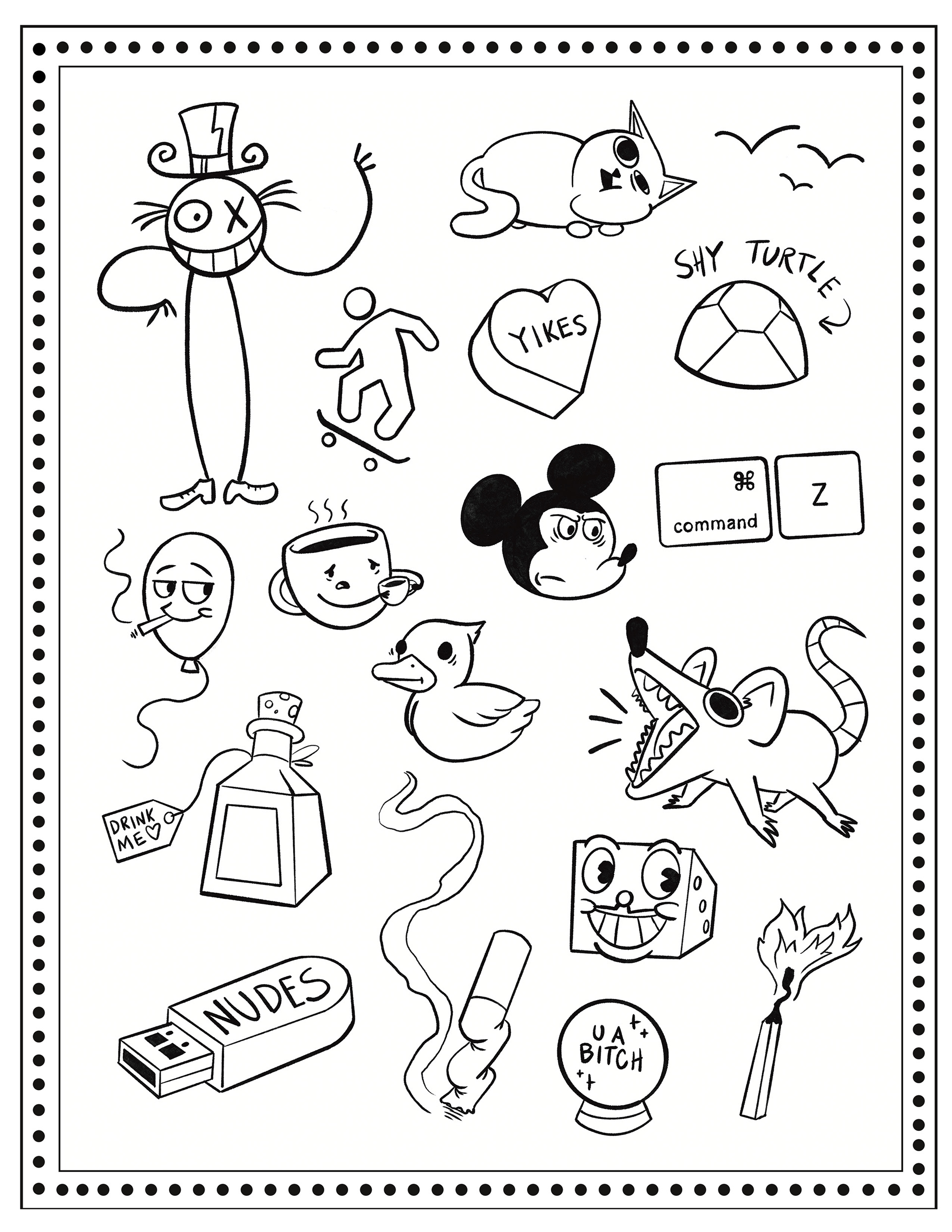 tattoo flash by austin taylor artist, graphic designer, illustrator of wasted inc