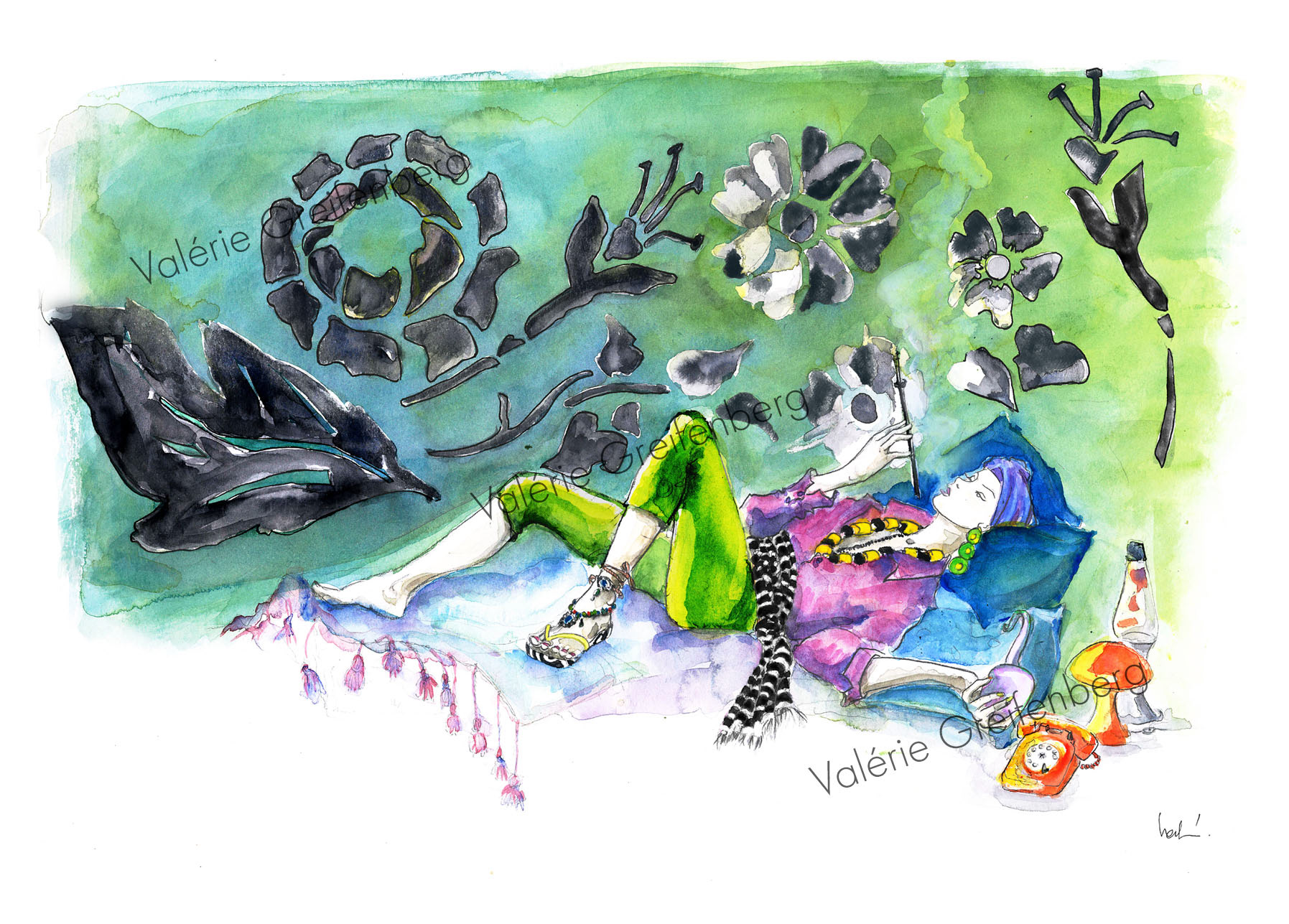 Caterpillar dressed like Loulou de la Falaise