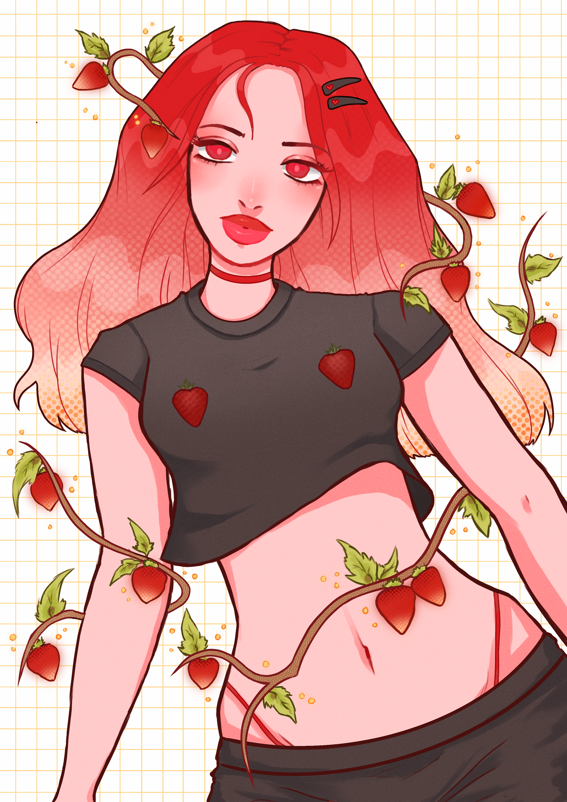 "Strawberry Baby" Illustration completed in Procreate, June 2025