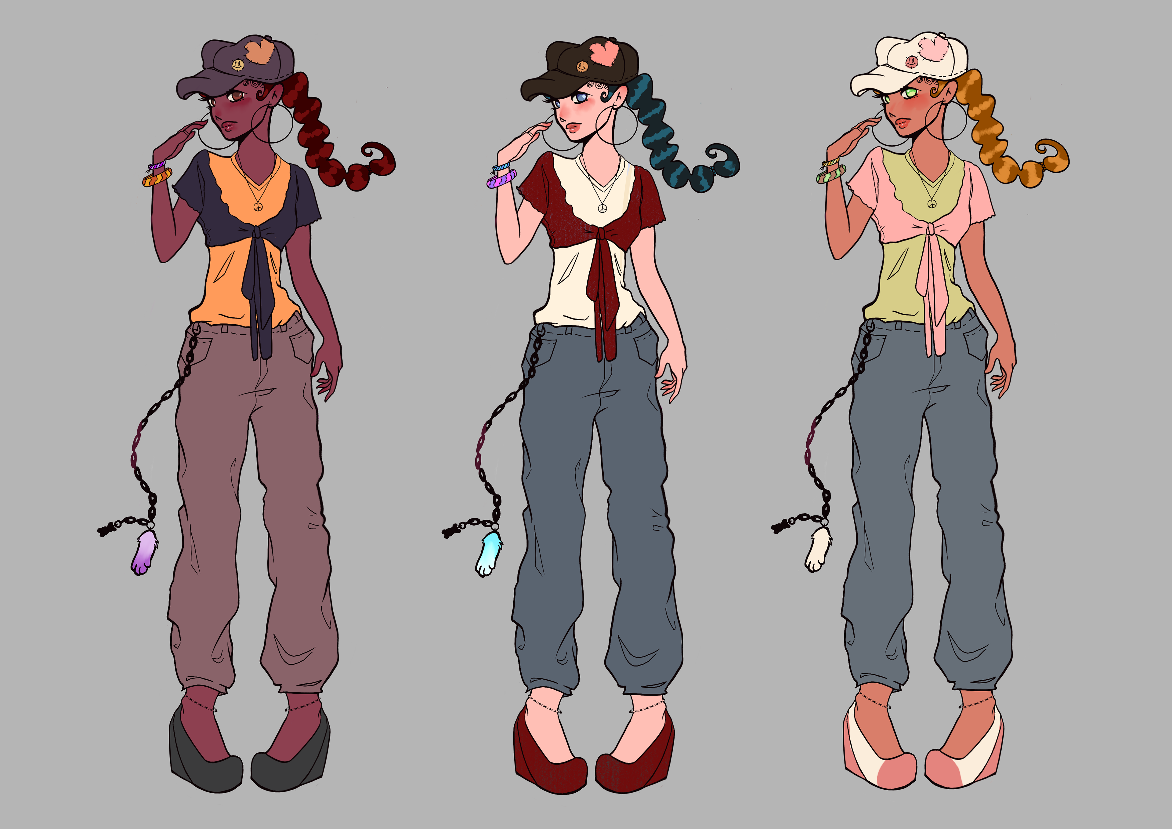 "Color Palette Spread" Color tests on a character sketch; Created January 2026