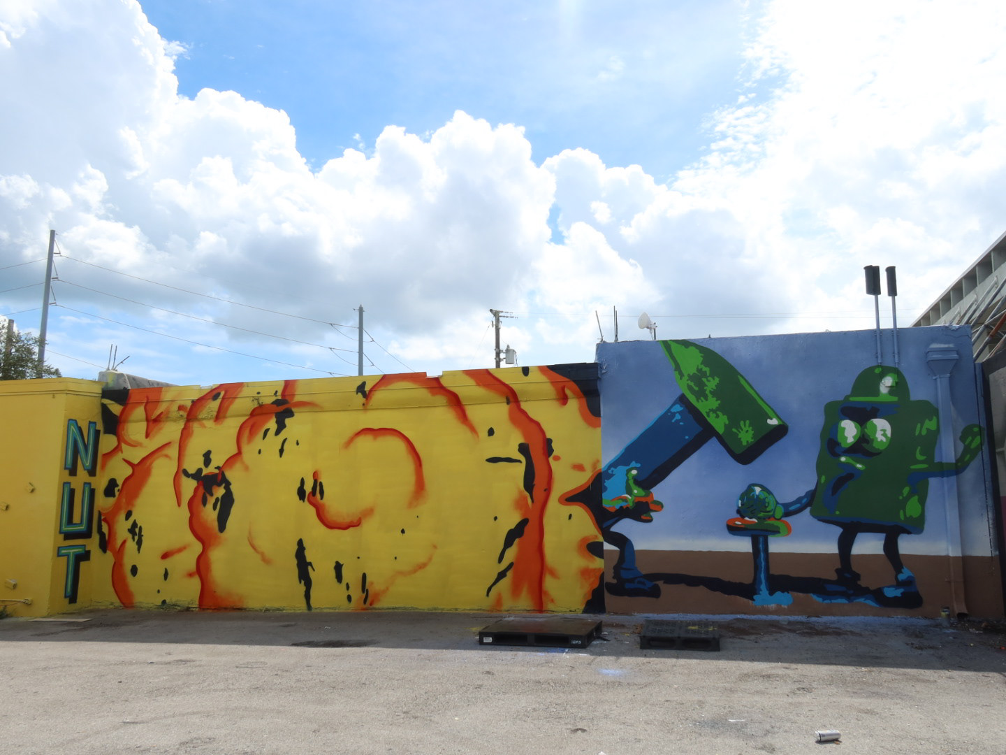 "Patrick helping SpongeBob bust a nut" Ai Generated Mural painted in Wynwood October 2022
