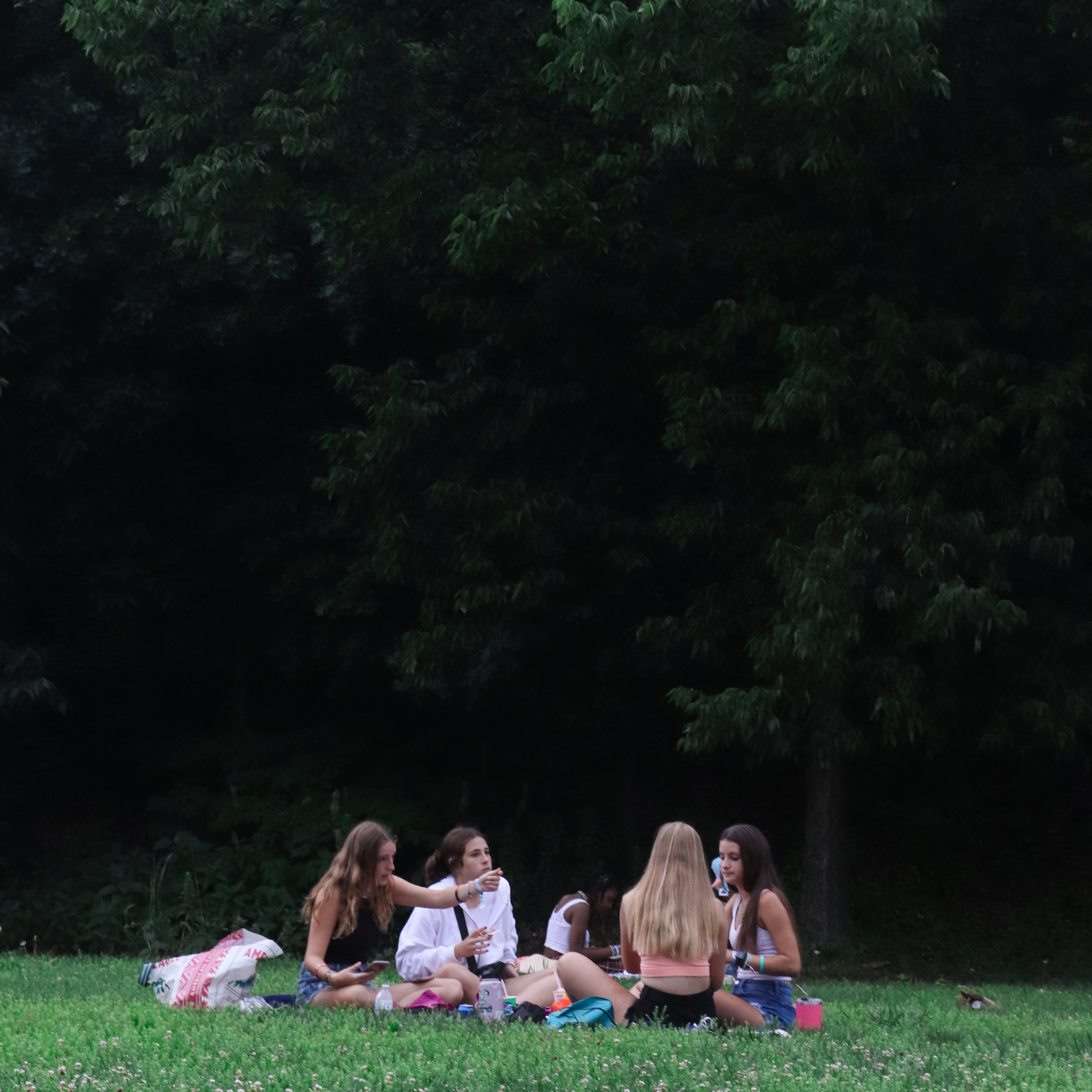 Girls Chatting at Festival