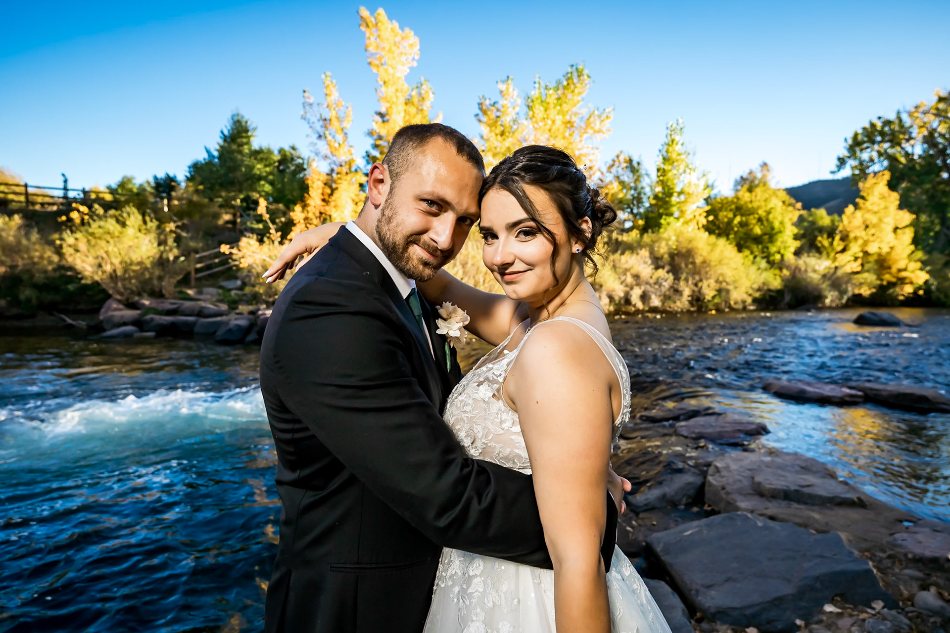 Wedding Day portraits at Golden History Park in Golden, CO