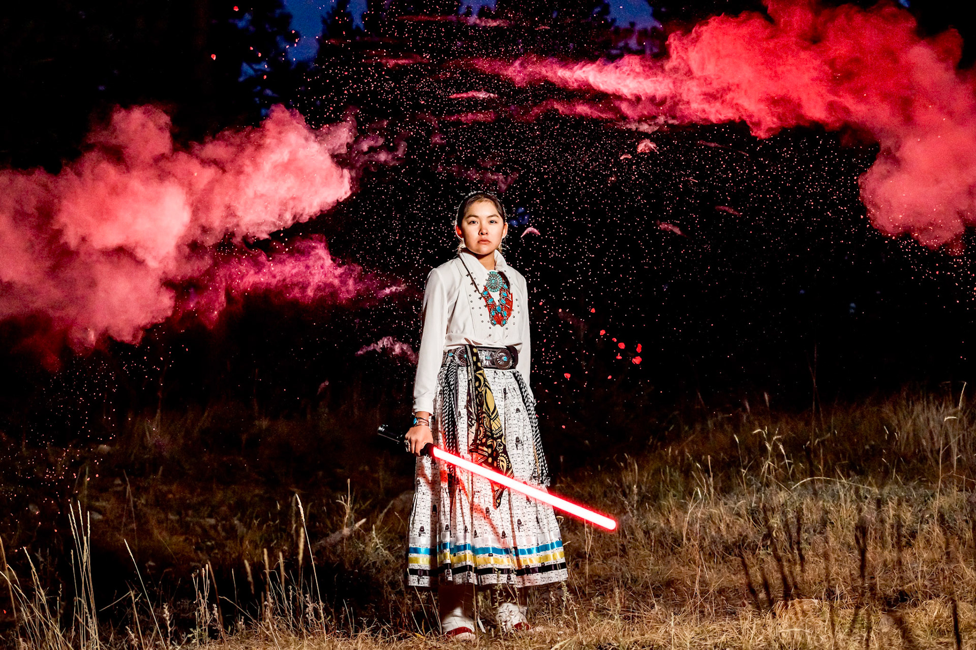 Navajo coming of age ceremony, Kinaalda with a Star Wars theme and lightsabers