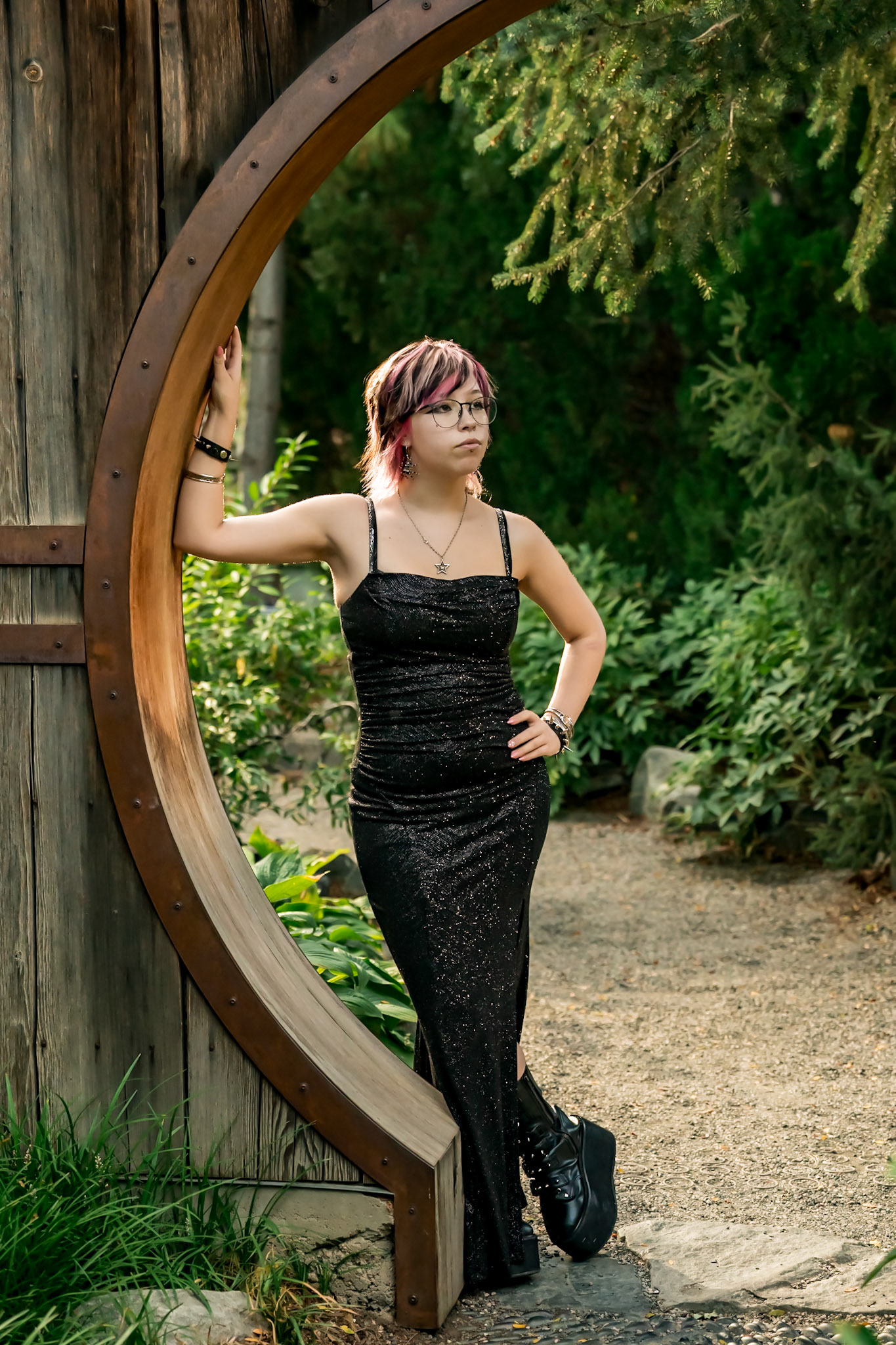 Edgy high school senior portraits at Denver Botanic Gardens