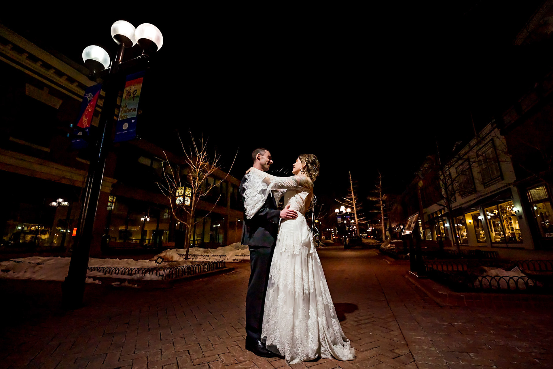 Colorful wedding at the Rembrandt Yard in Boulder, Colorado. Corgi ring bearer.