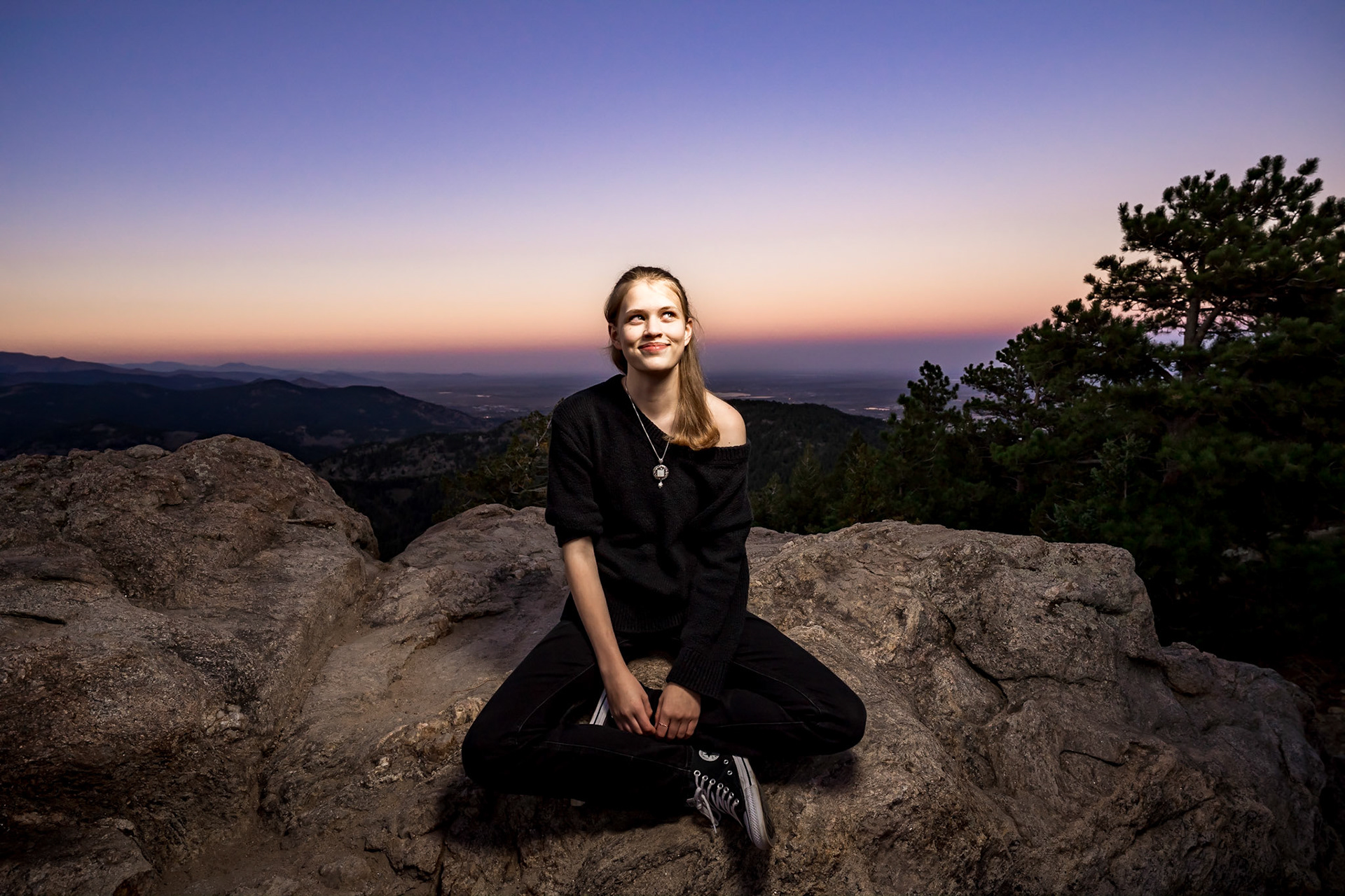 Fun, easy, and colorful high school senior portraits at Lost Gulch Overlook in Boulder, Colorado