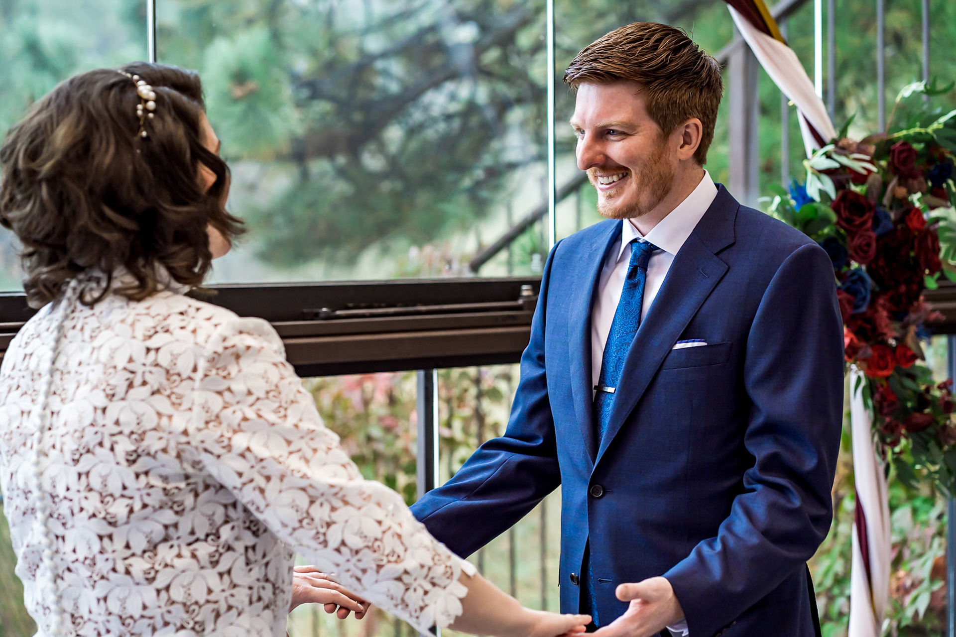 Bold and vibrant autumn wedding at the Flagstaff House in Boulder, CO with portraits at Boulder Falls.