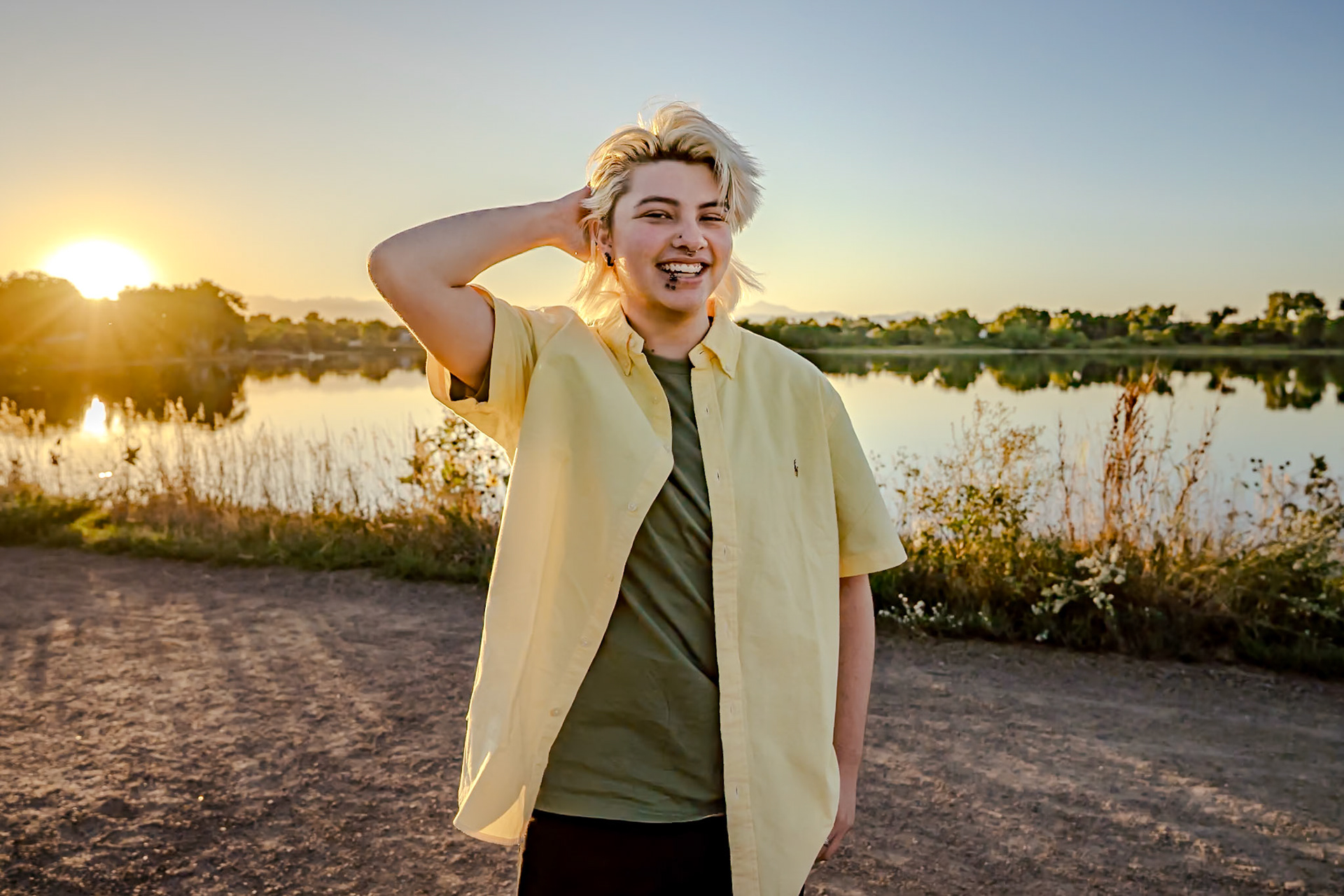 Fun, colorful, and easy high school senior portraits at Waneka Lake in Lafayette, Colorado.
