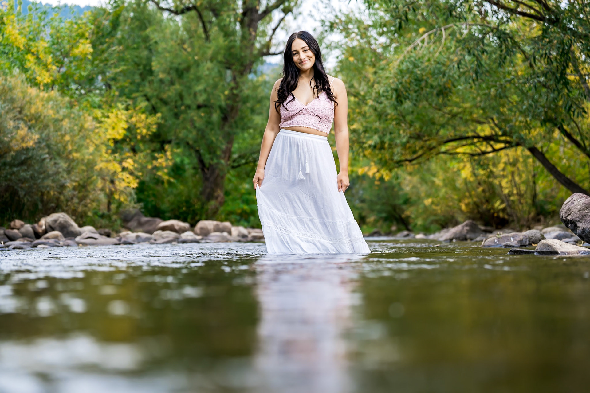 Autumn high school senior portrait session for a cheerleader in Boulder, CO