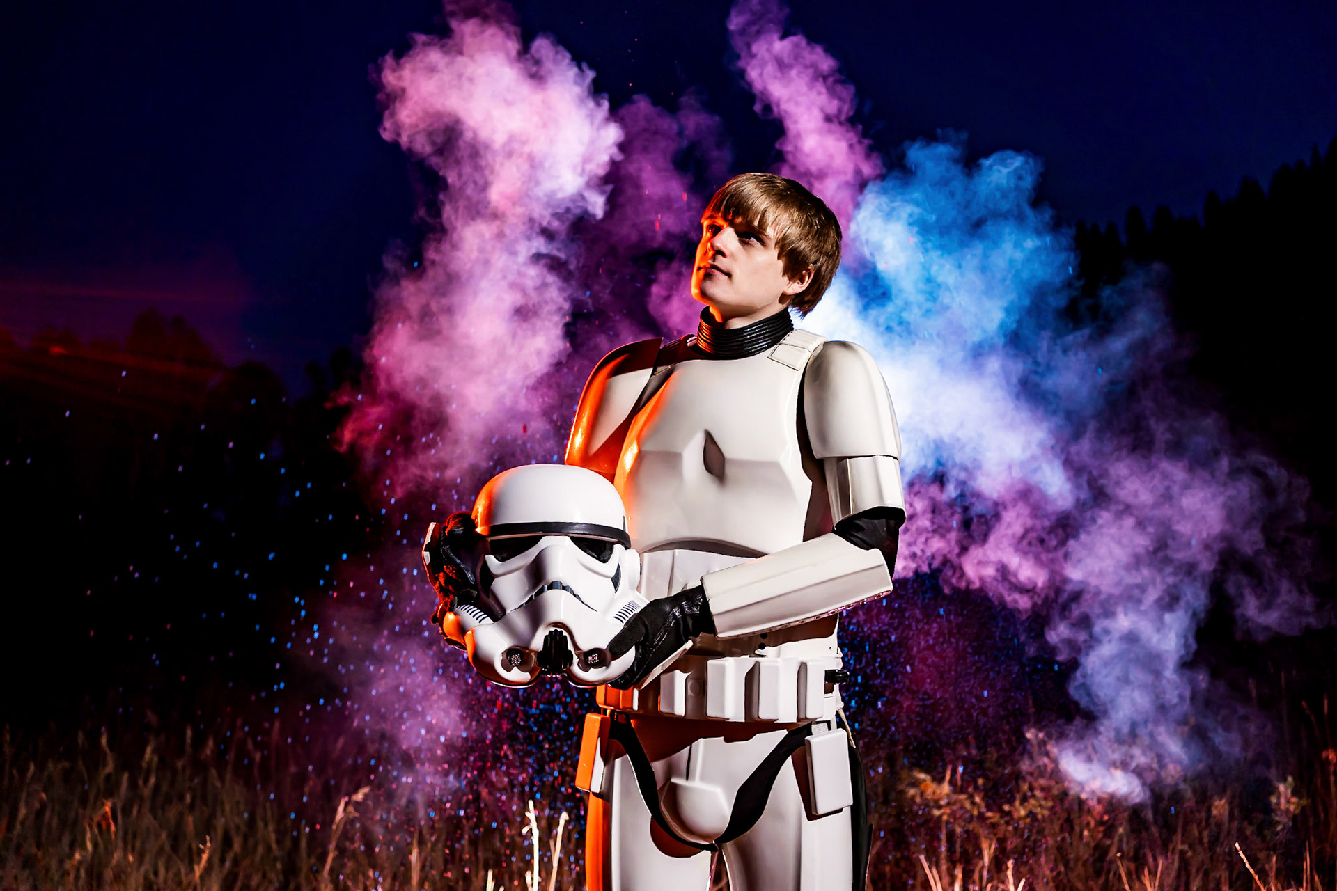 High school senior portraits in Stormtrooper armor