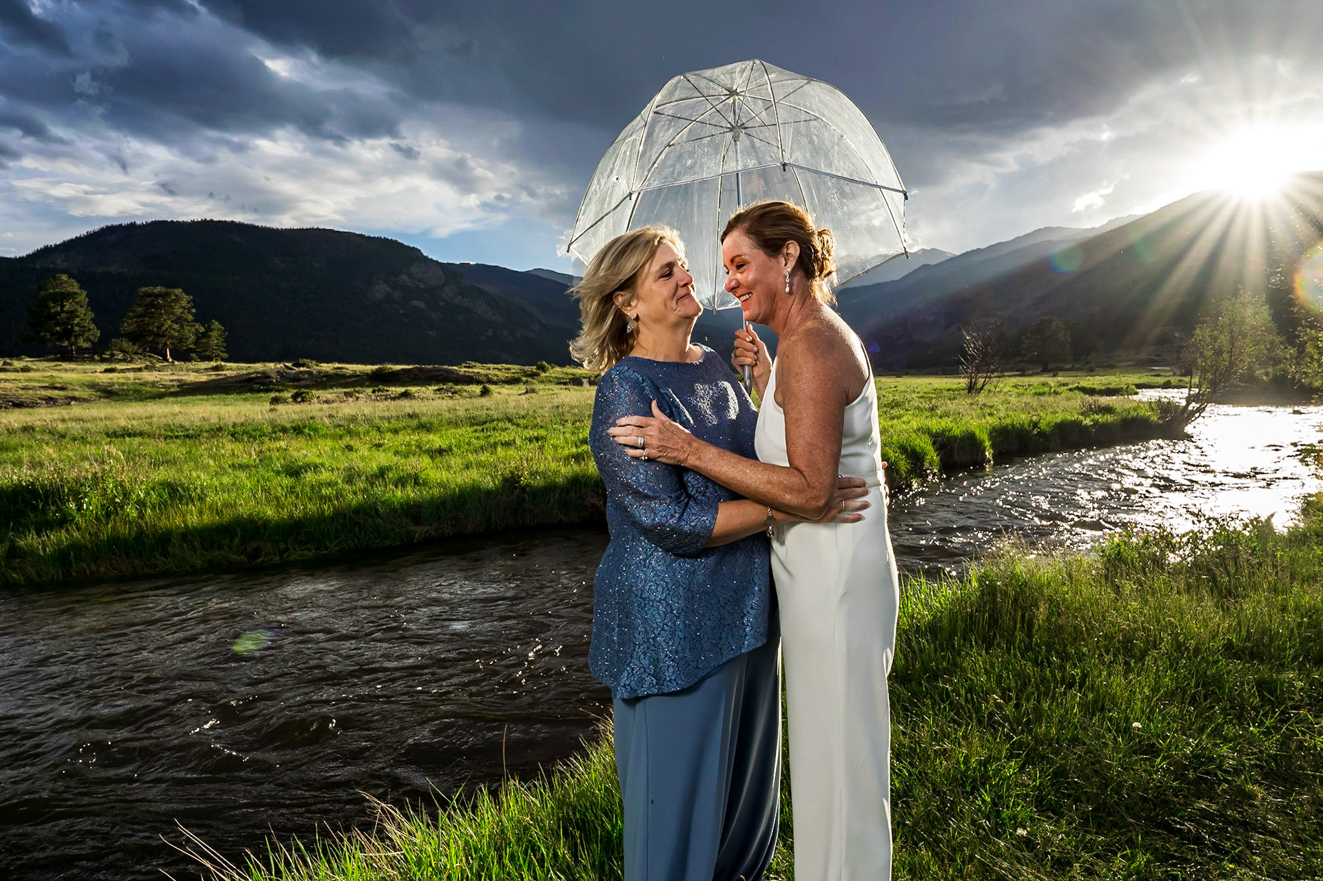 Fun, colorful, LGBTQ+ elopement, intimate wedding ceremony in Rocky Mountain National Park in Colorado