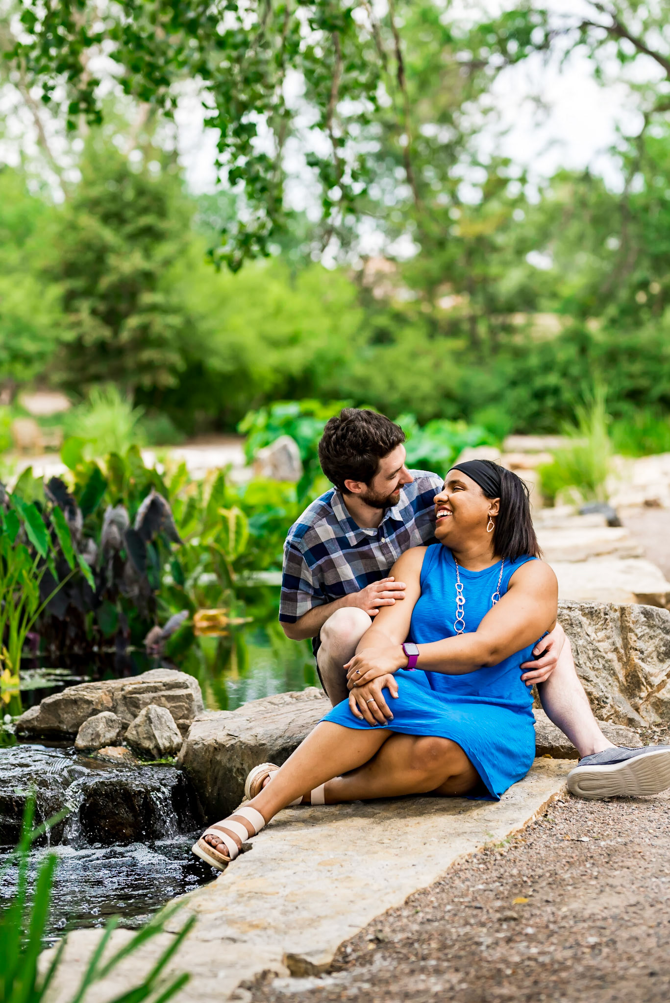fun, chill engagement photography session at Hudson Gardens, CO