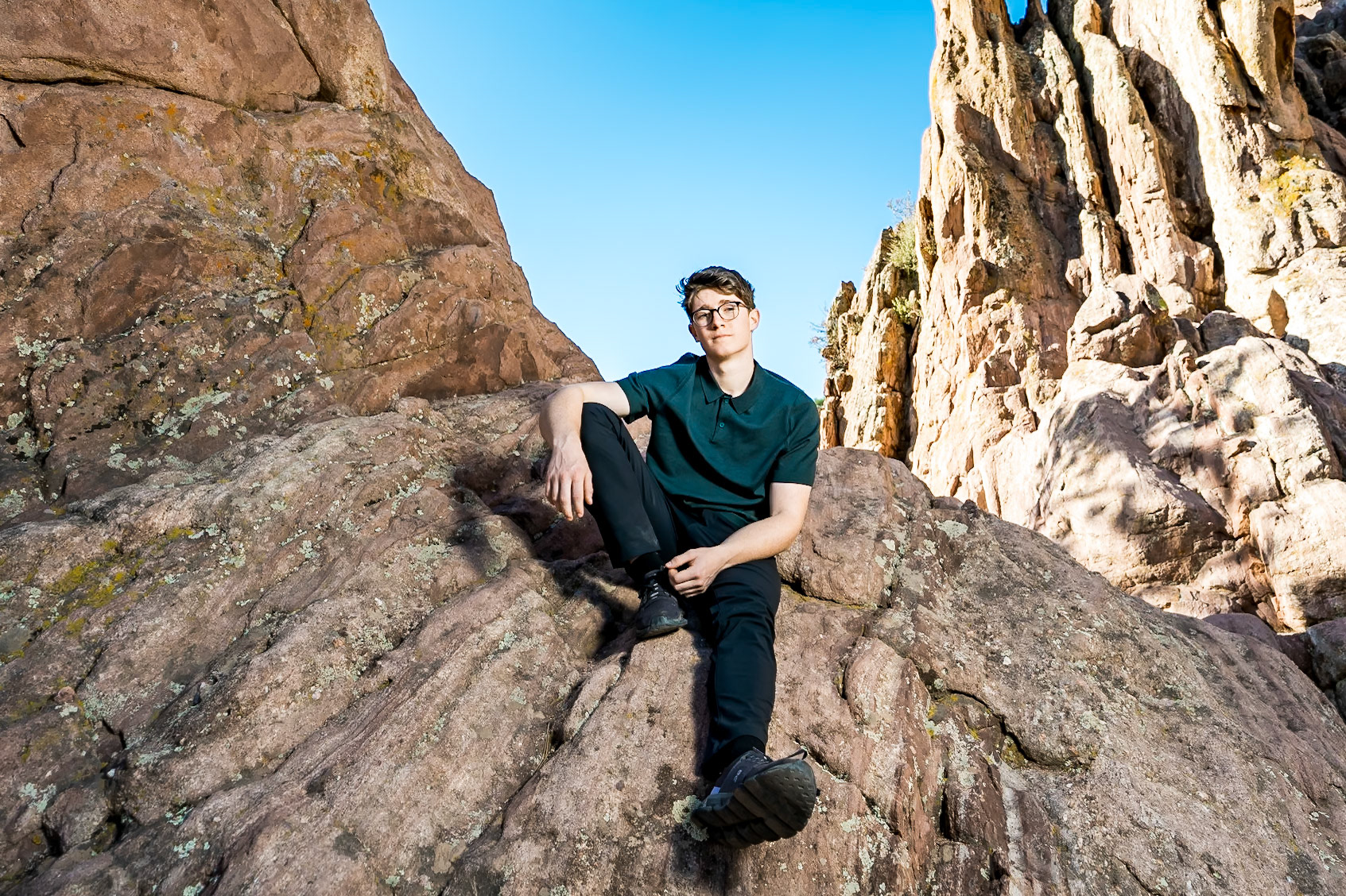 High school senior portraits for a rock-climber in Boulder, Colorado