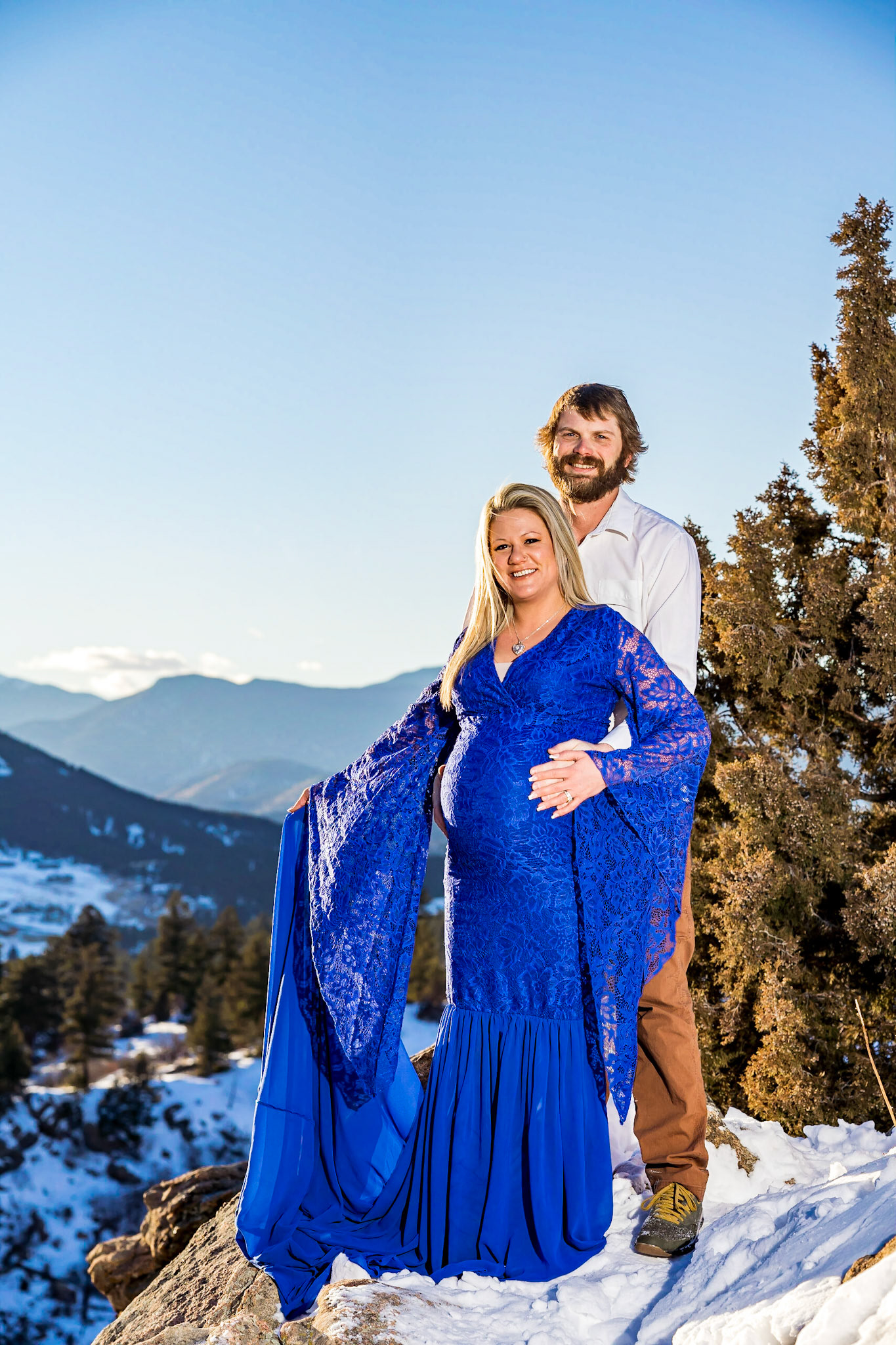 Fun, colorfuf maternity session at Mt Falcon in Morrison, Colorado.