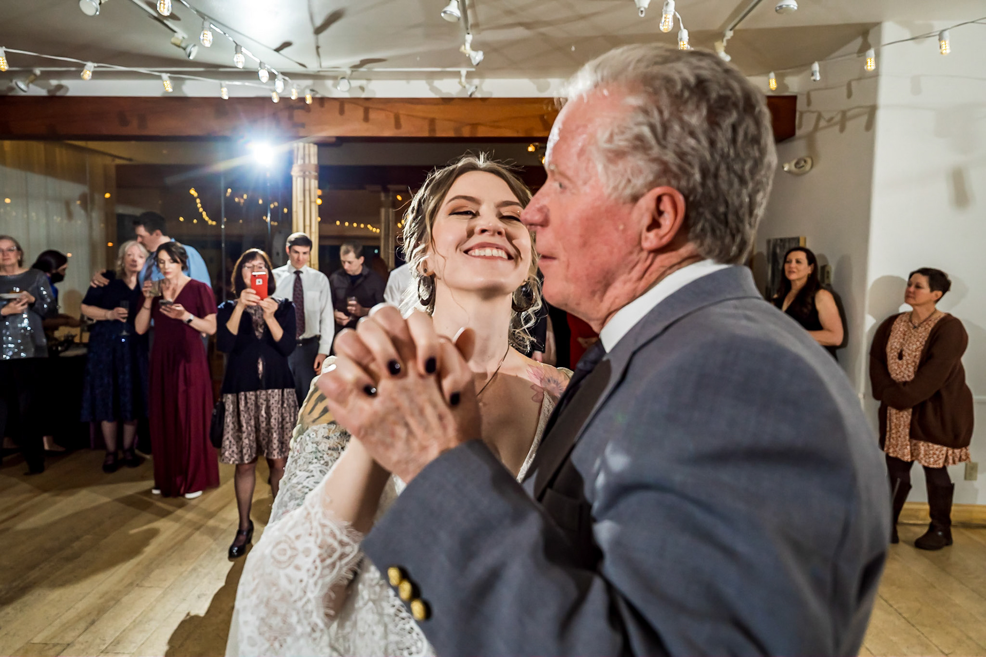 Colorful wedding at the Rembrandt Yard in Boulder, Colorado. Corgi ring bearer.